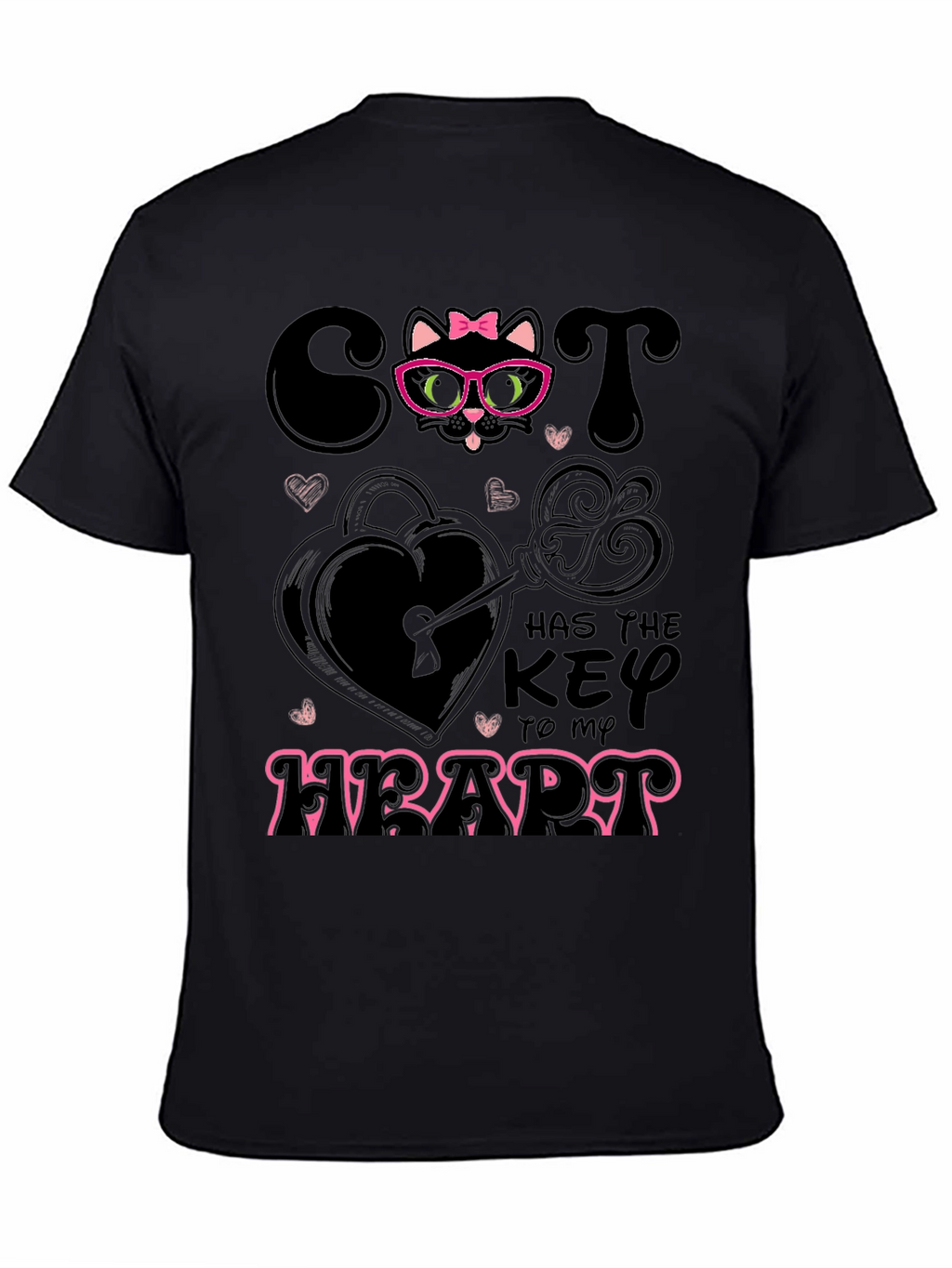 Camiseta Negra Cat Key to My Heart