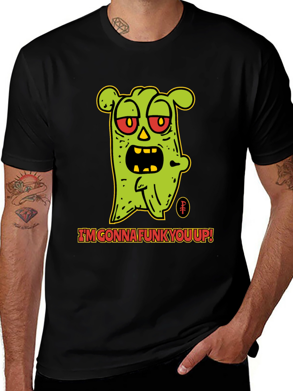 Camiseta Negra con Diseño de Monstruo Funky