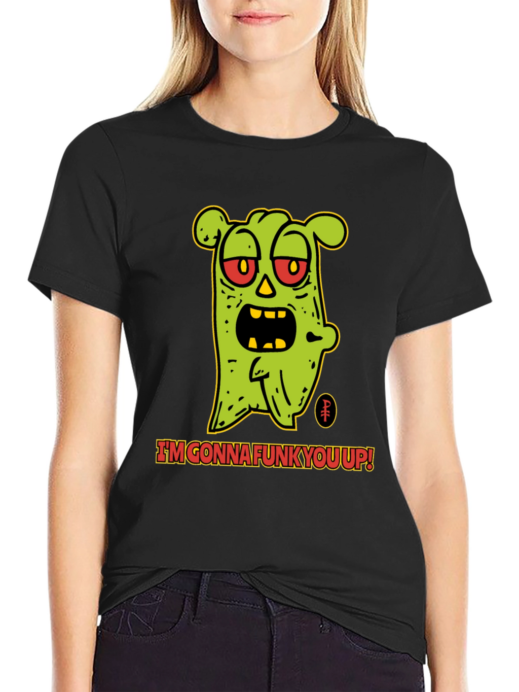 Camiseta Negra con Diseño de Monstruo Funky