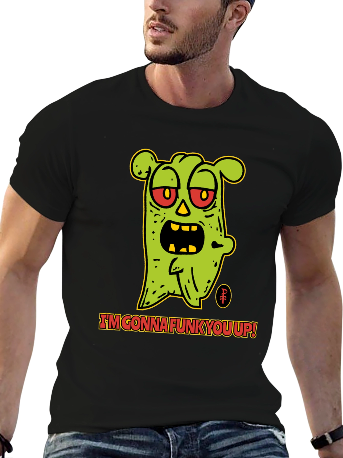 Camiseta Negra con Diseño de Monstruo Funky