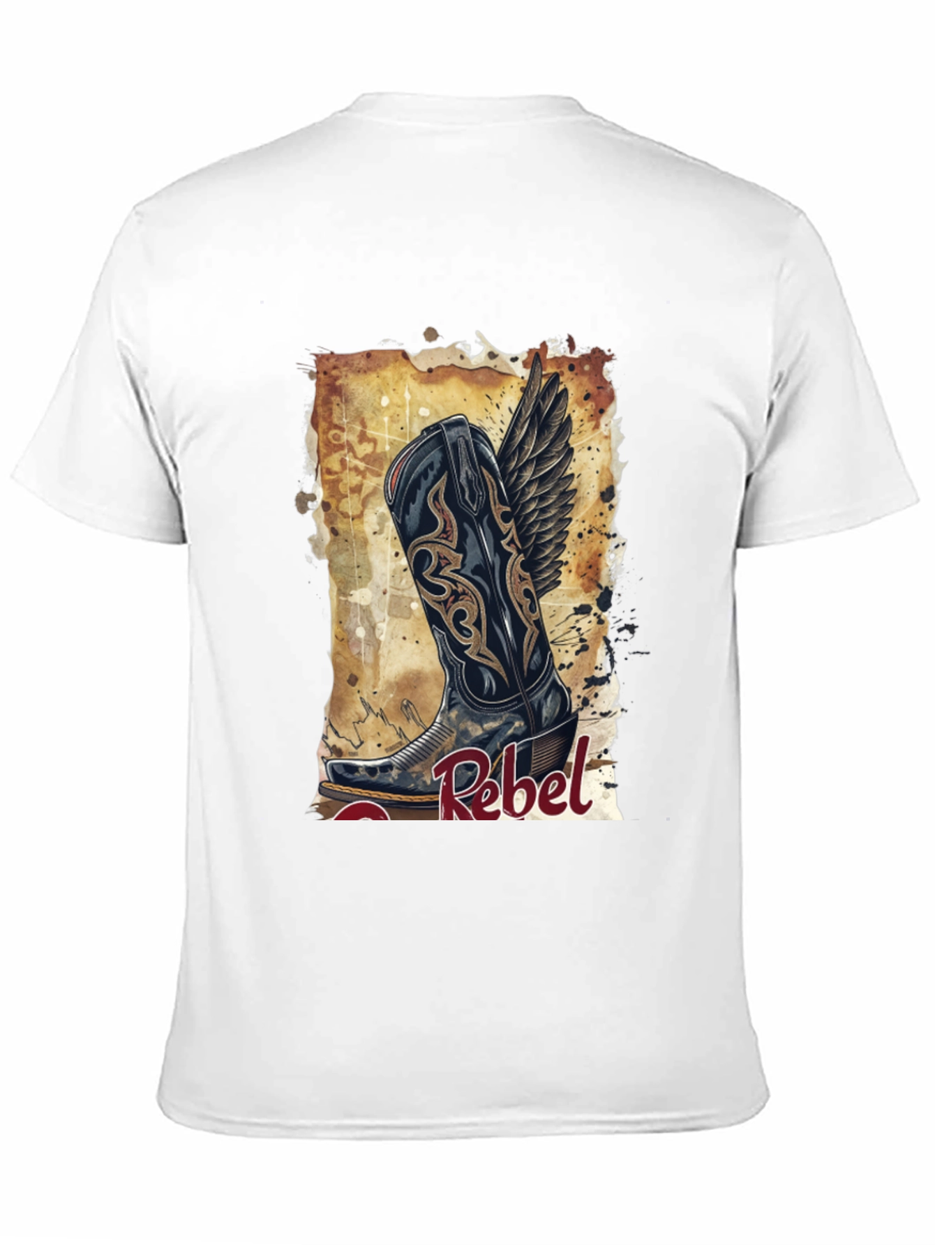 Camiseta Negra con Diseño de Bota Rebelde