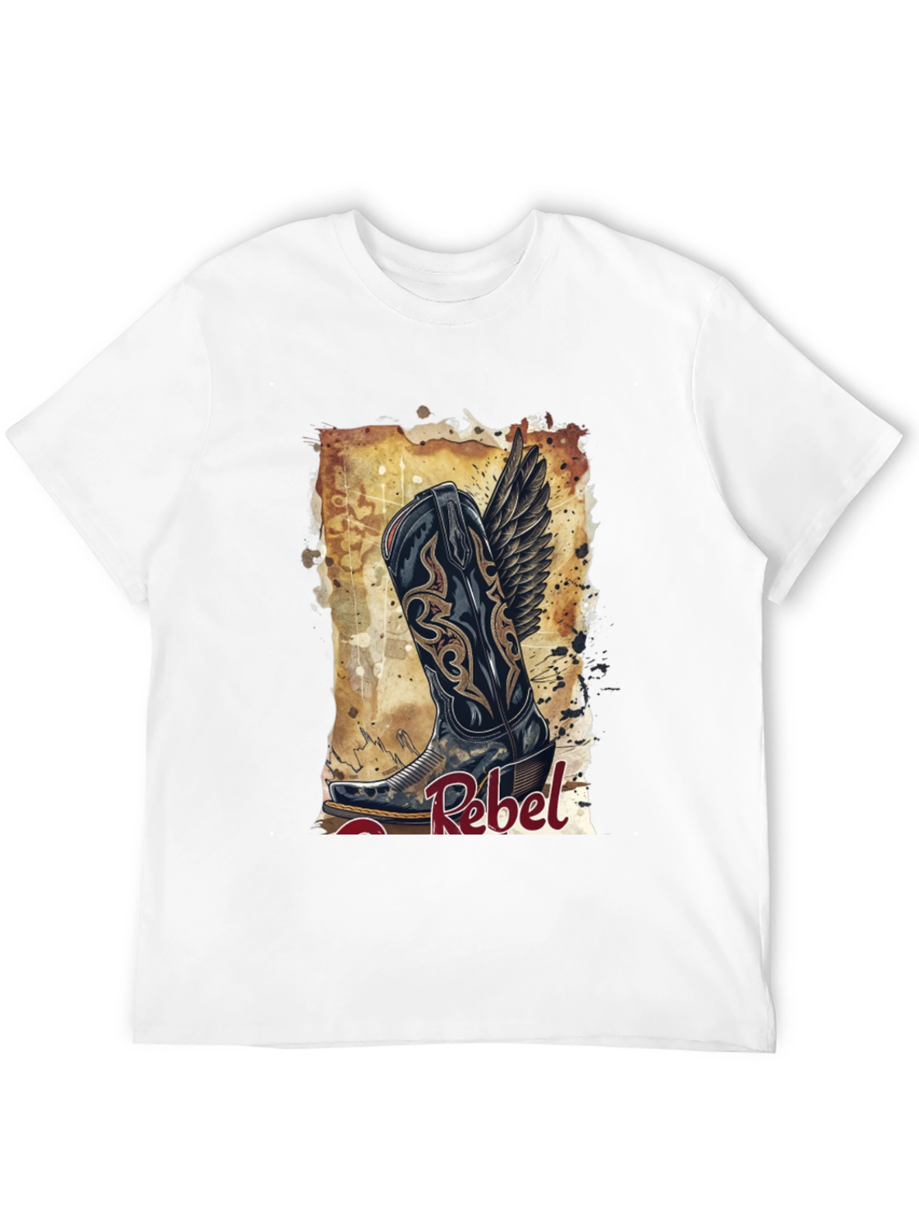 Camiseta Negra con Diseño de Bota Rebelde