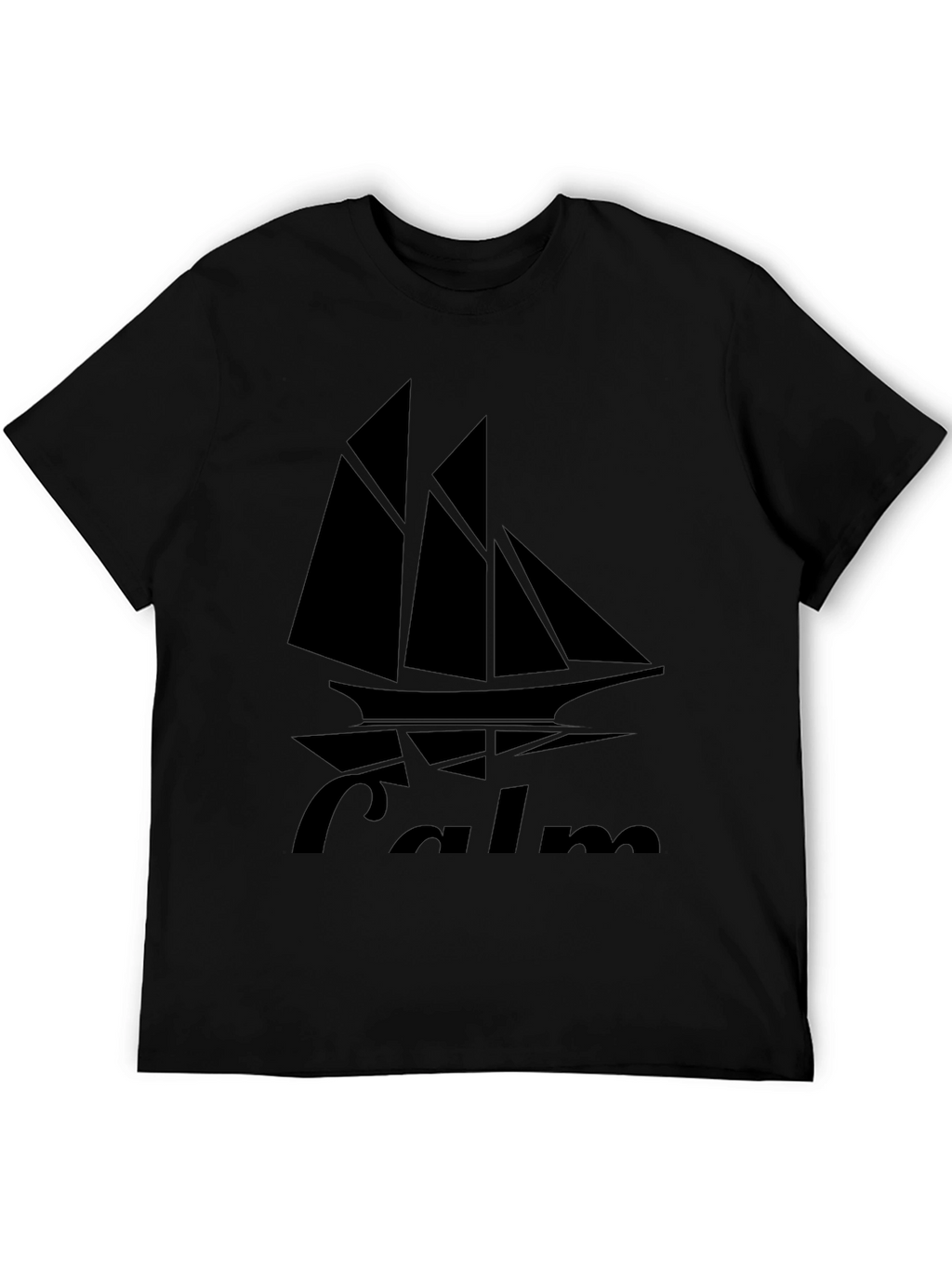 Camiseta Negra con Diseño de Barco Calm