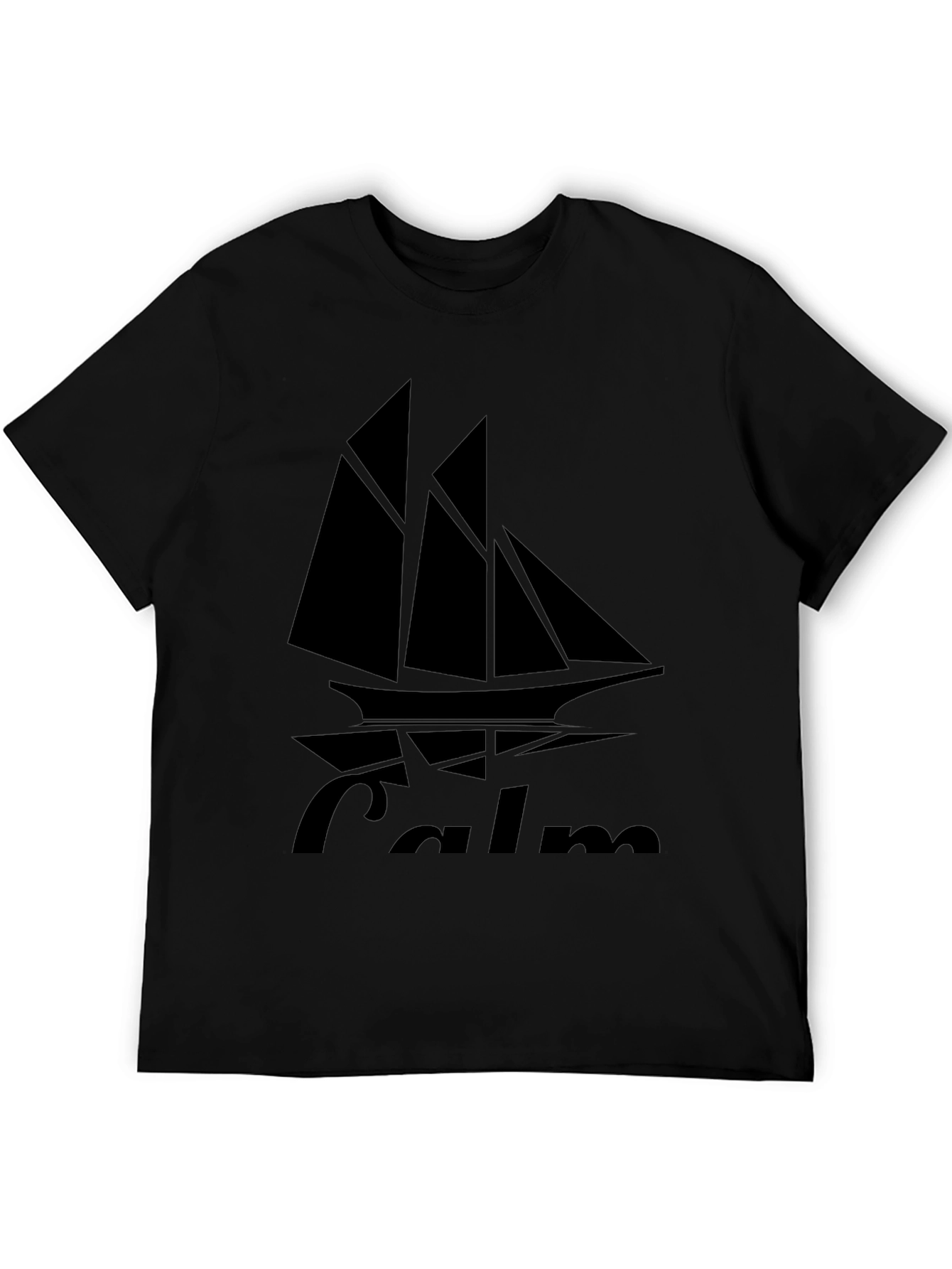 Camiseta Negra con Diseño de Barco Calm