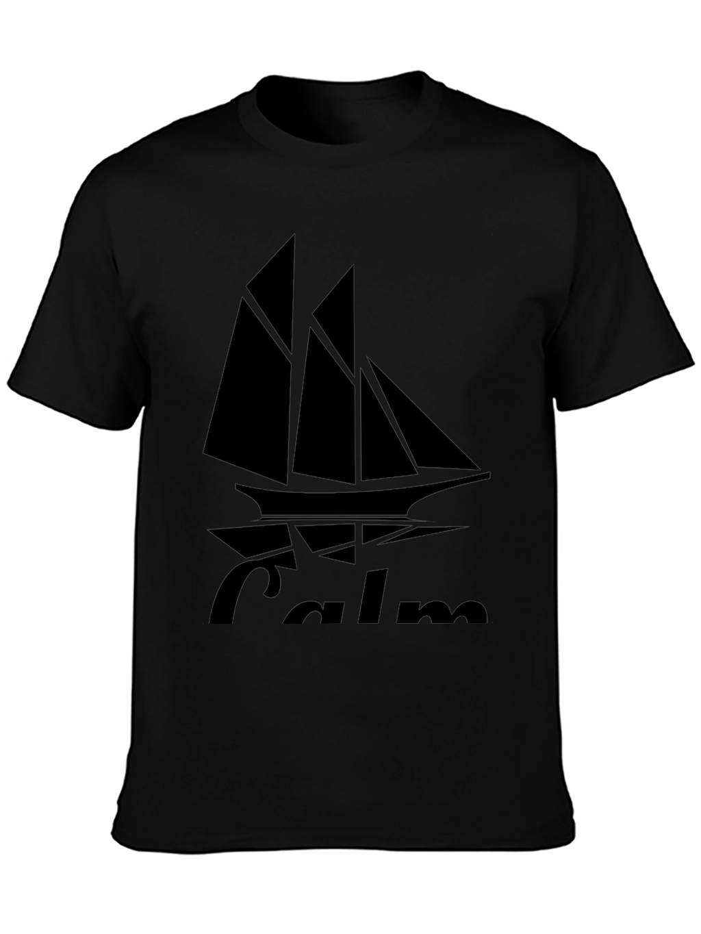 Camiseta Negra con Diseño de Barco Calm