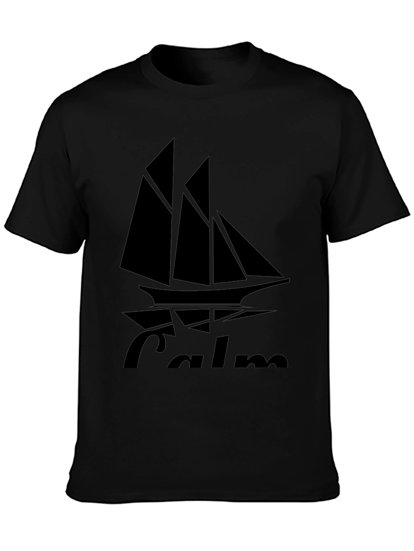Camiseta Negra con Diseño de Barco Calm