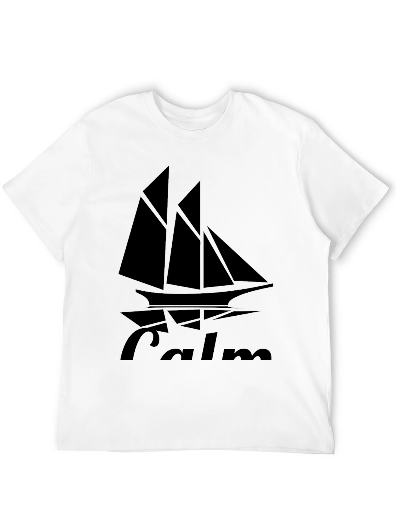 Camiseta Negra con Diseño de Barco Calm