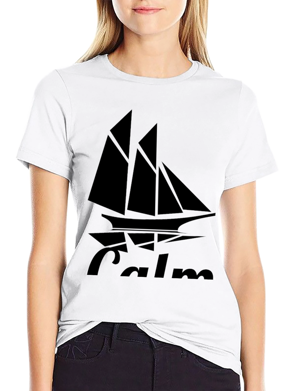 Camiseta Negra con Diseño de Barco Calm