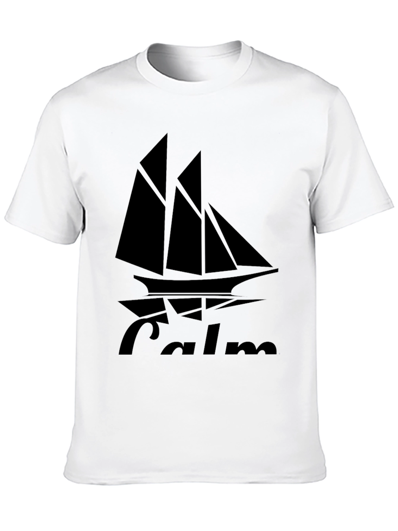 Camiseta Negra con Diseño de Barco Calm