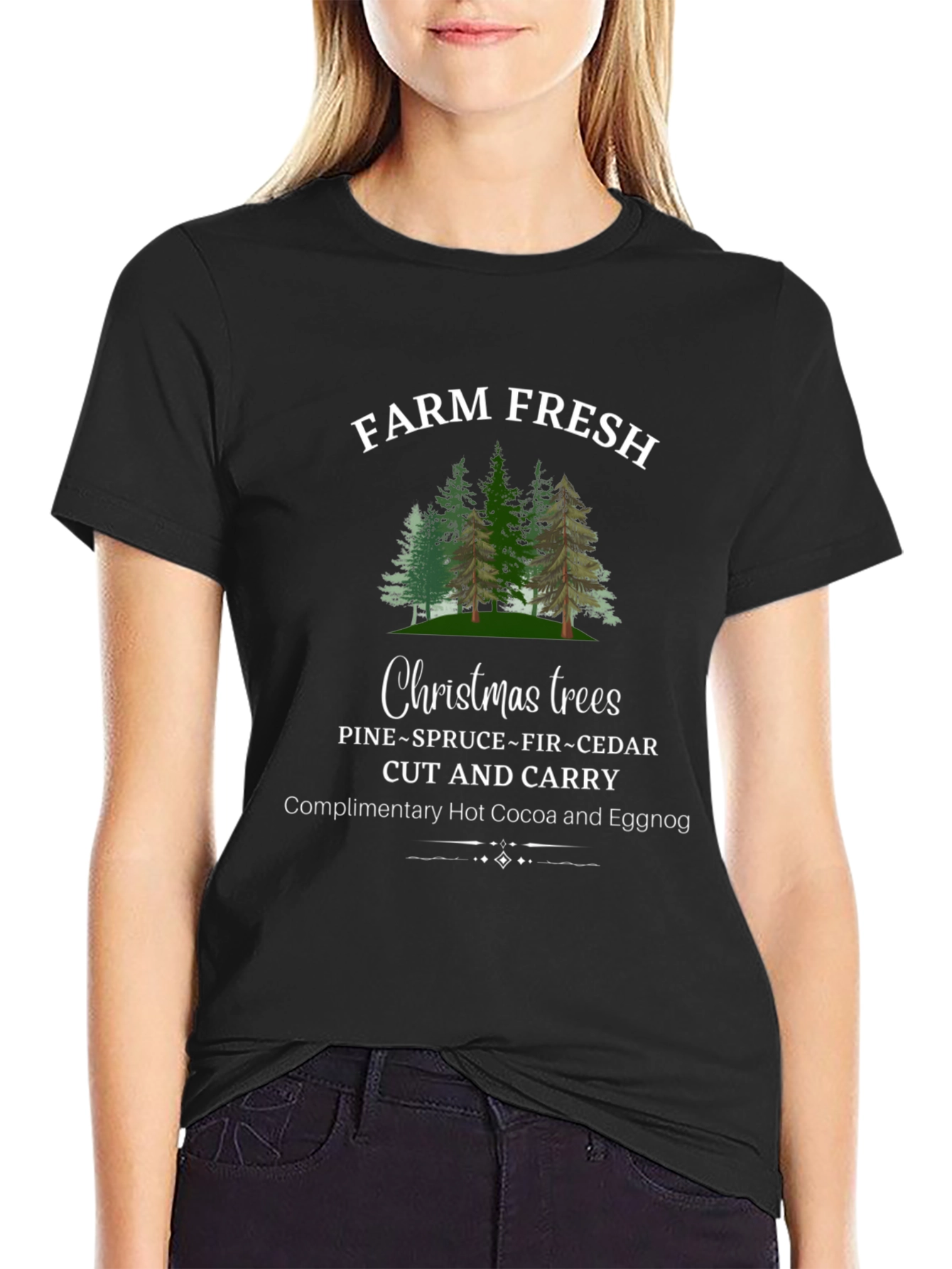 Camiseta Navideña Farm Fresh Christmas Trees
