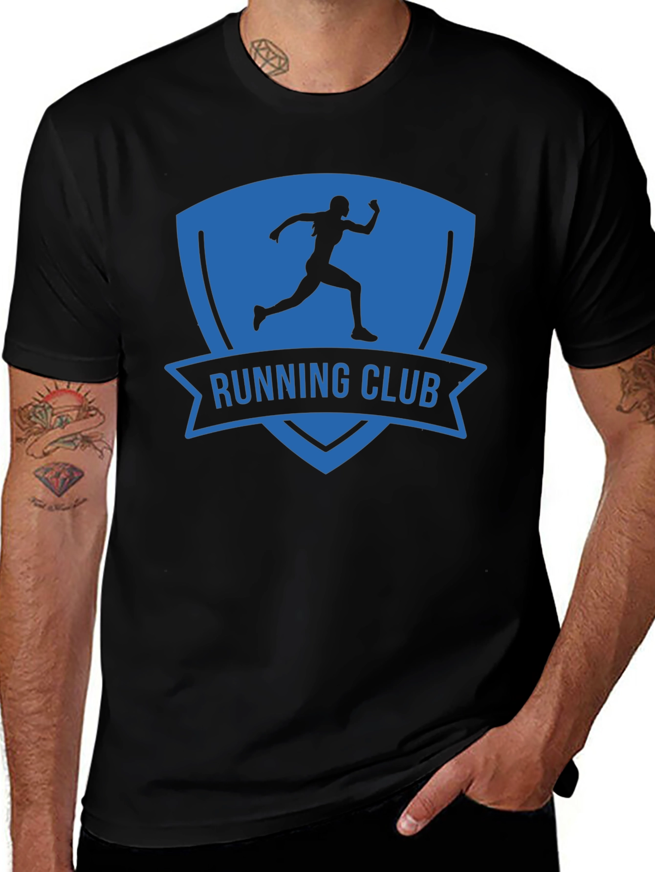 Camiseta Hombre Running Club Azul y Negra