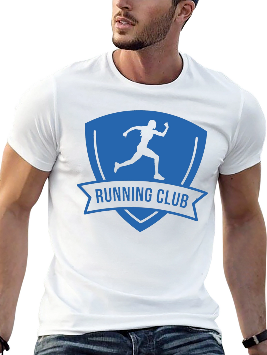 Camiseta Hombre Running Club Azul y Negra