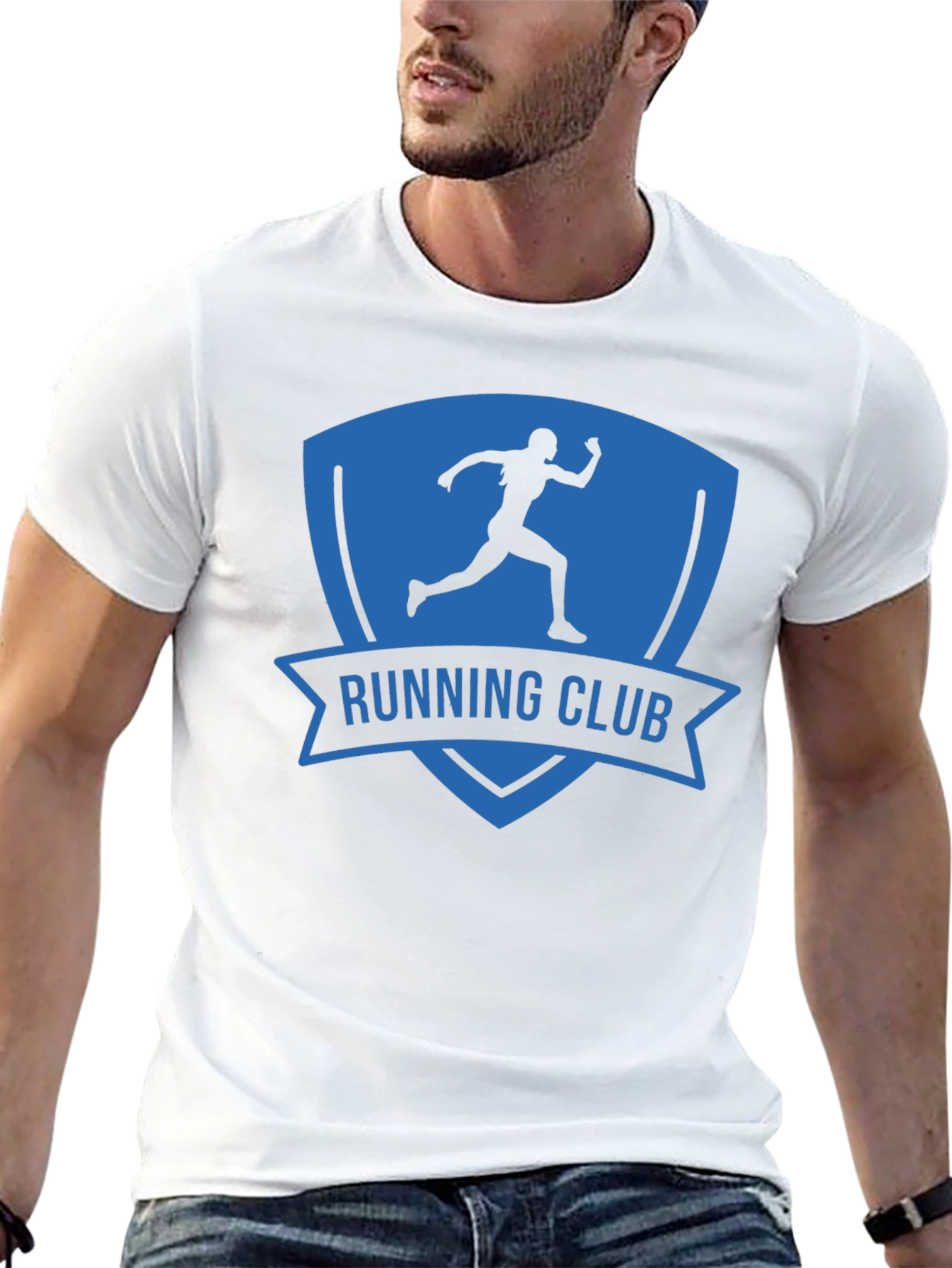 Camiseta Hombre Running Club Azul y Negra