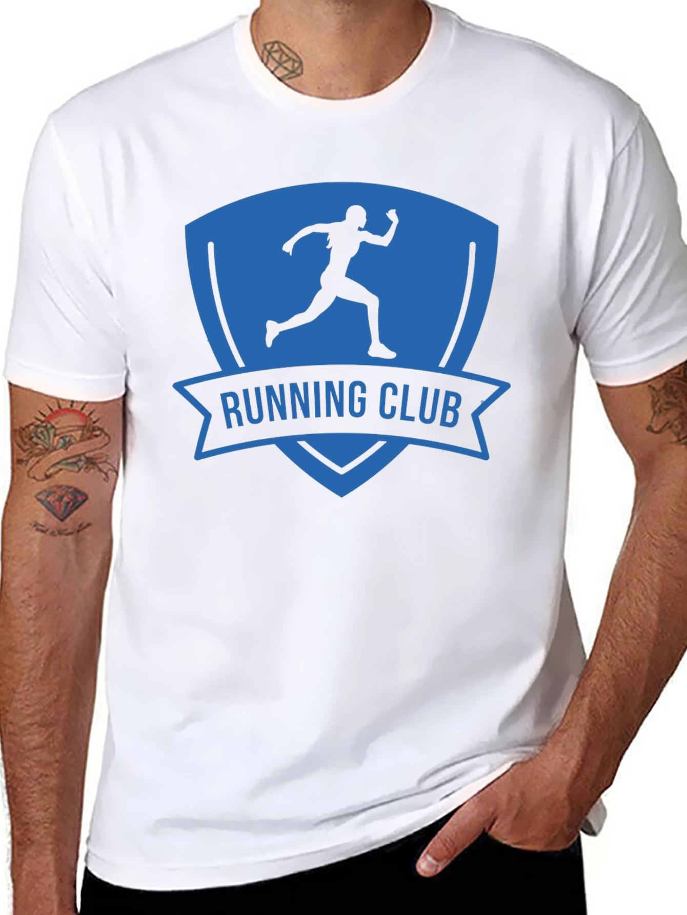 Camiseta Hombre Running Club Azul y Negra