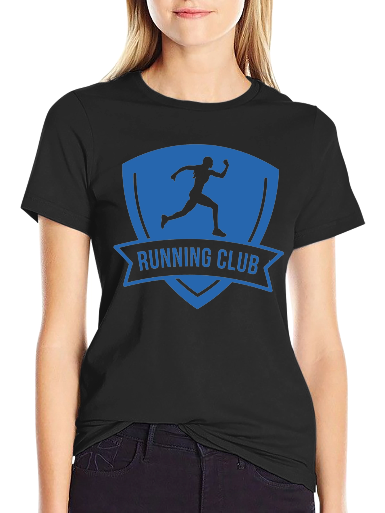 Camiseta Hombre Running Club Azul y Negra