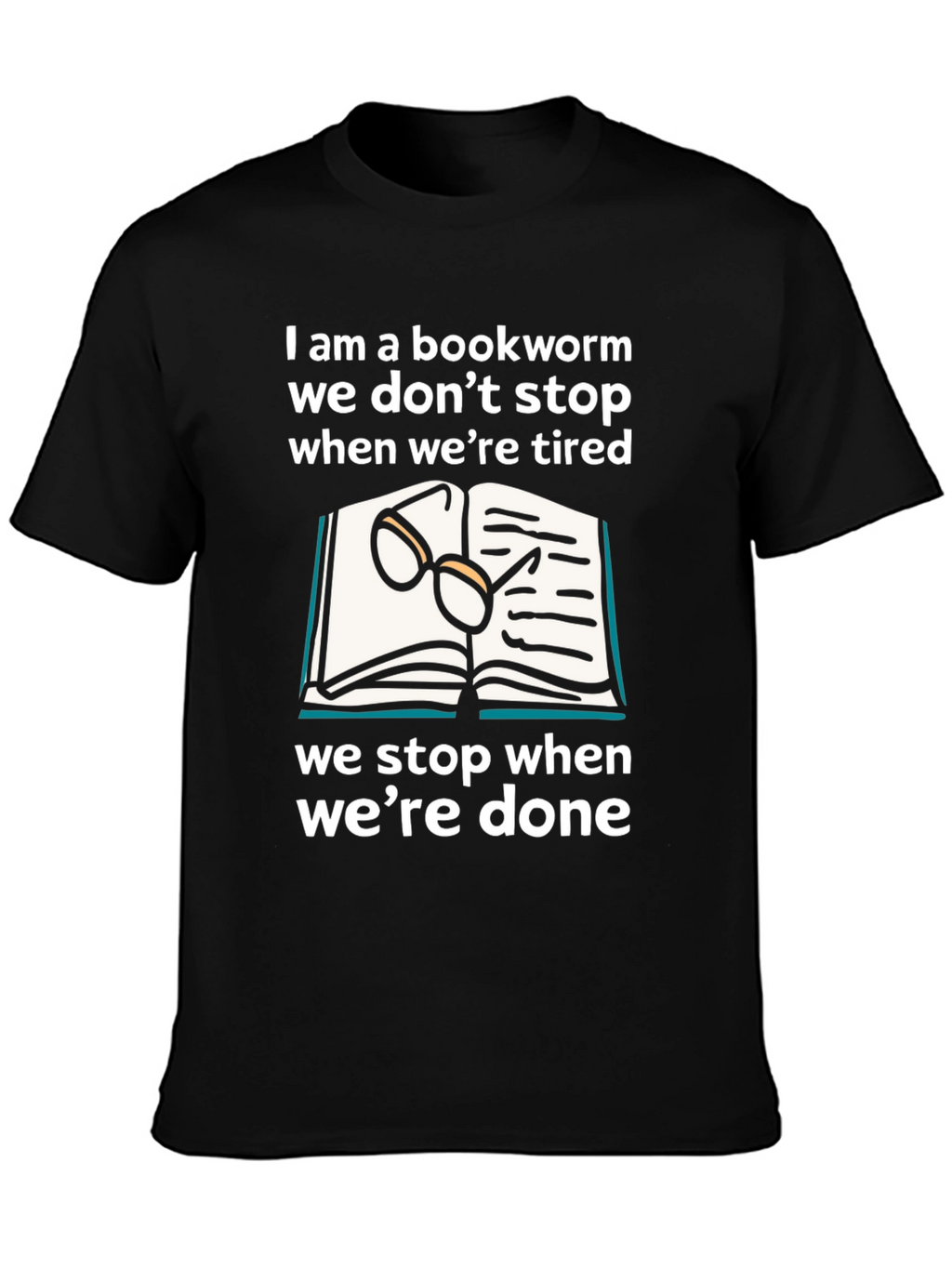 Camiseta Negra Bookworm: Lectura Sin Fin