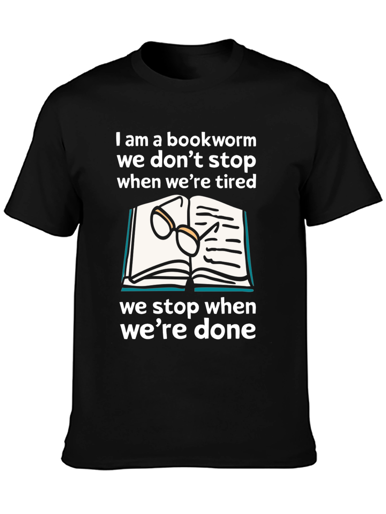 Camiseta Negra Bookworm: Lectura Sin Fin
