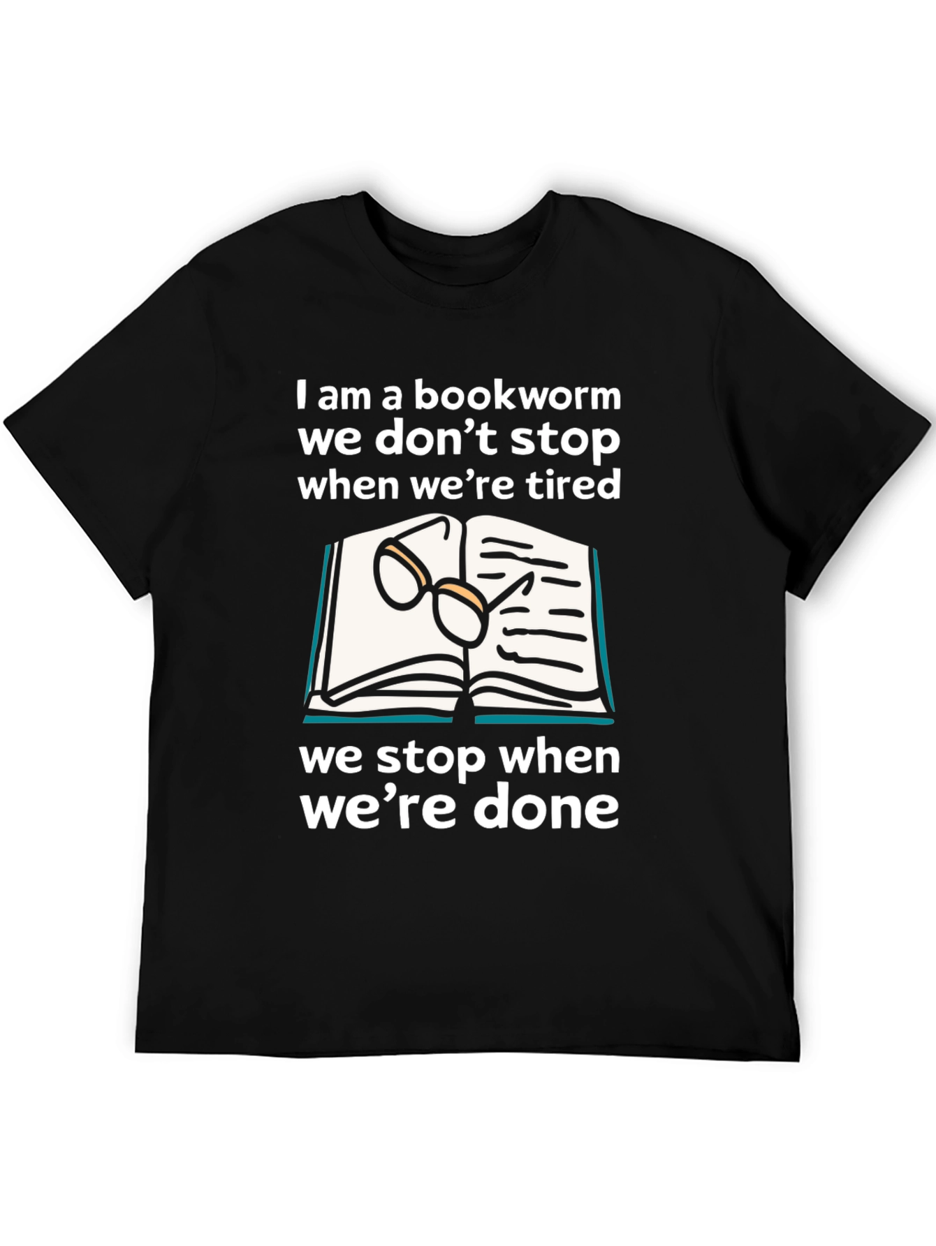 Camiseta Negra Bookworm: Lectura Sin Fin