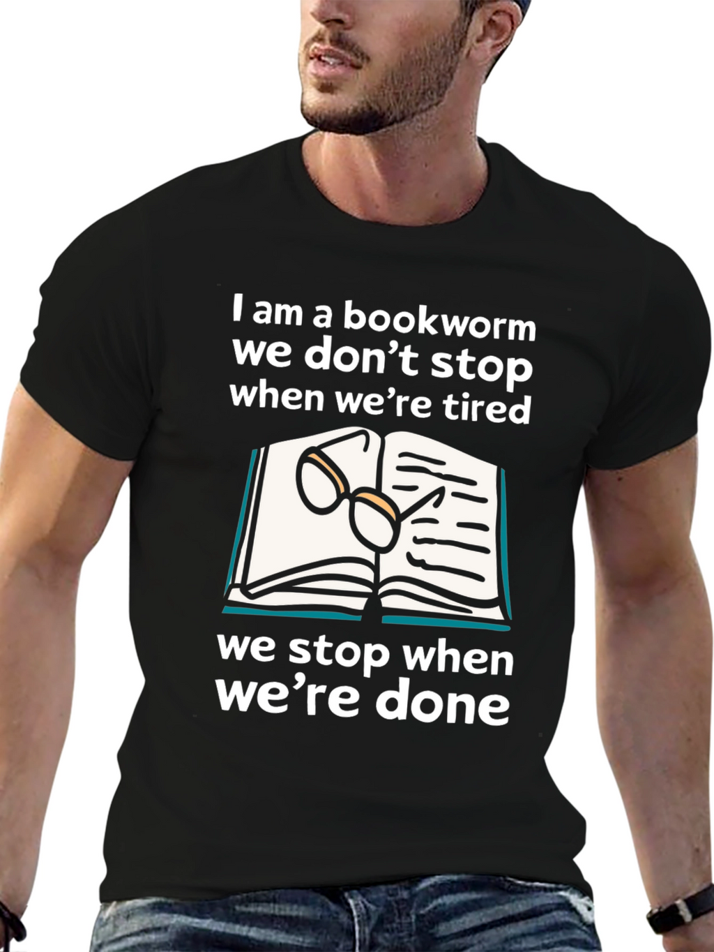 Camiseta Negra Bookworm: Lectura Sin Fin