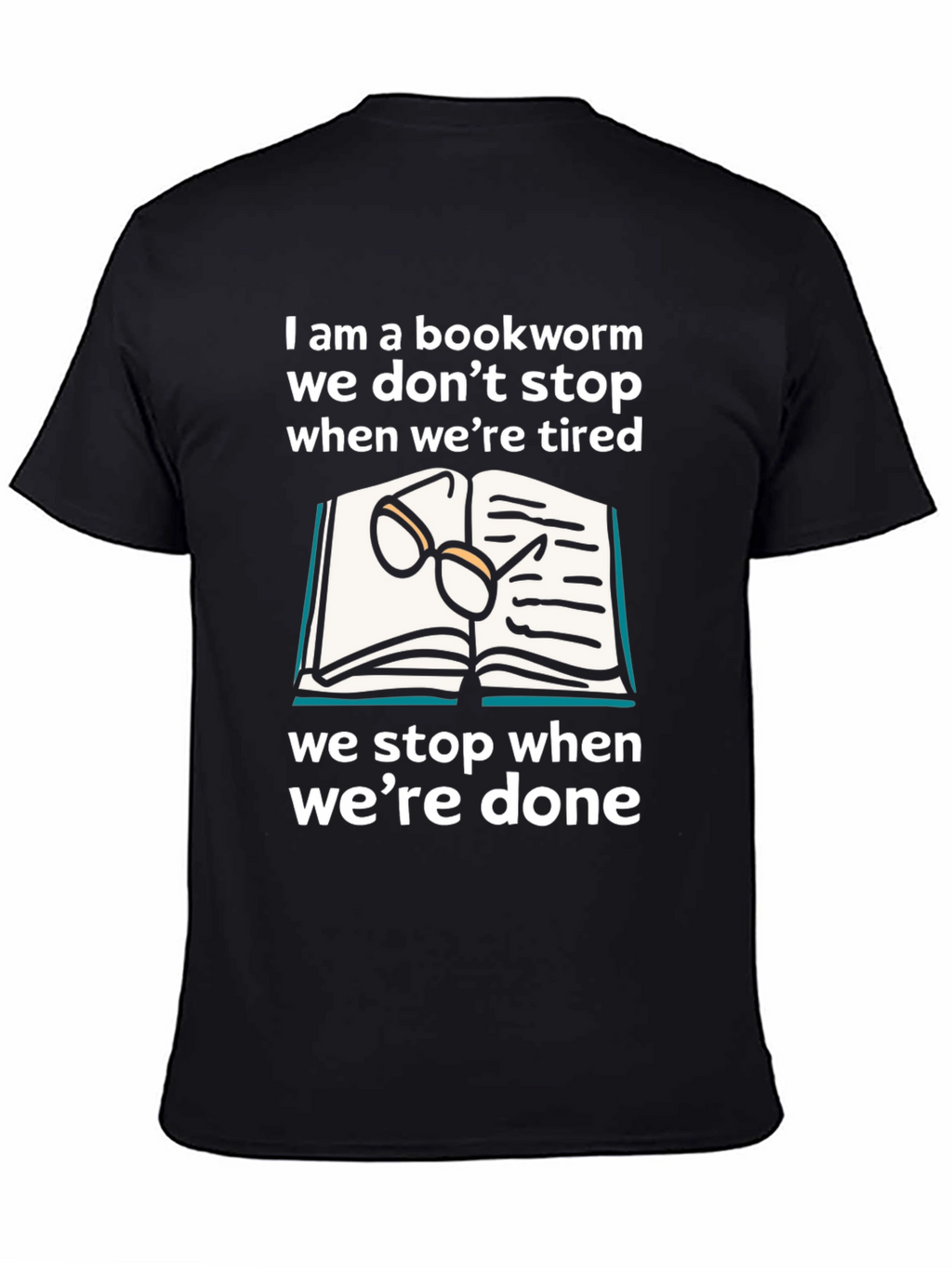 Camiseta Negra Bookworm: Lectura Sin Fin