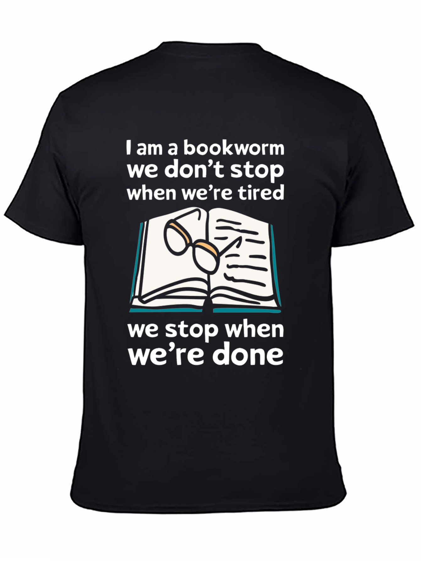 Camiseta Negra Bookworm: Lectura Sin Fin