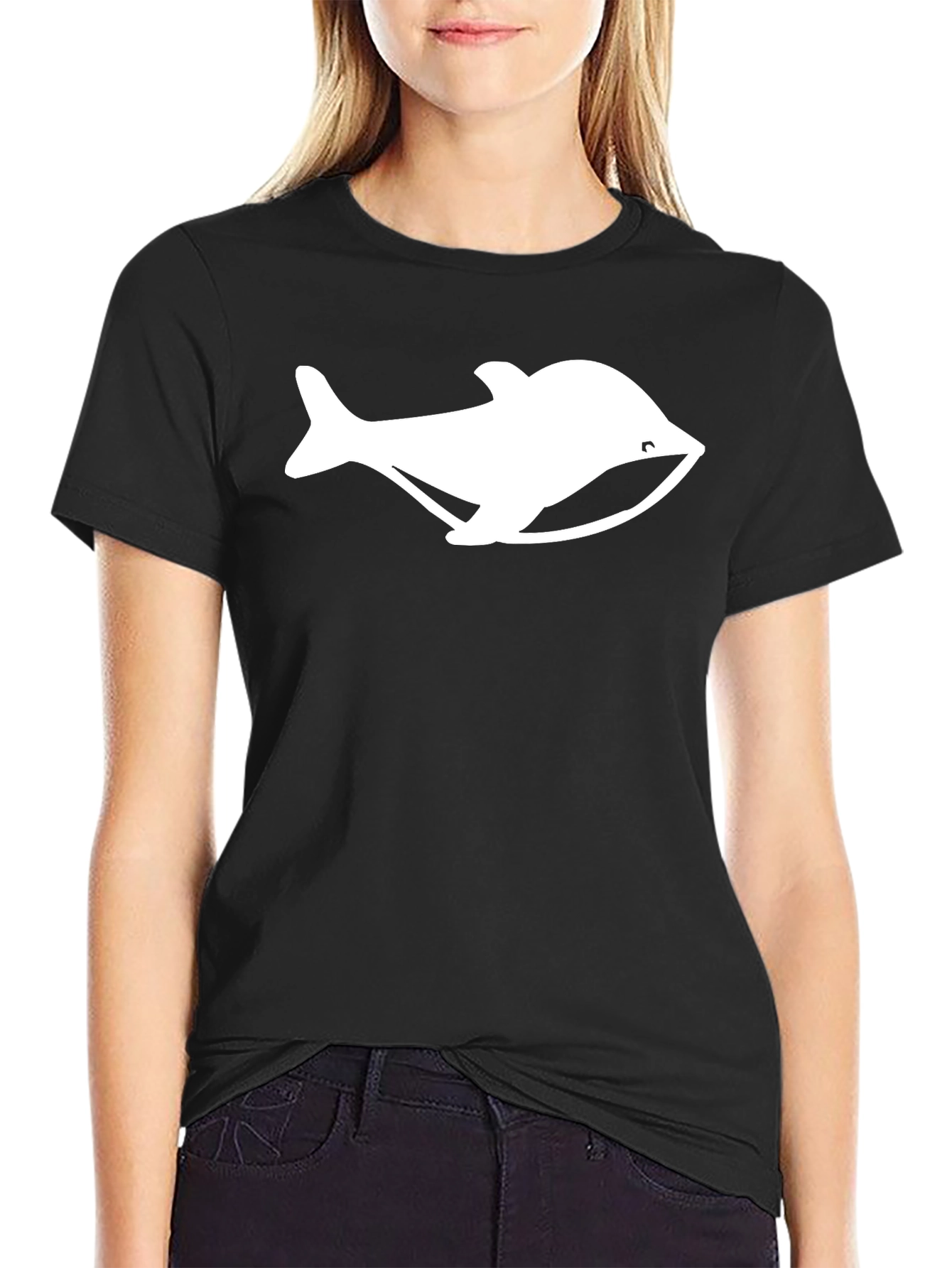 Camiseta Negra con Diseño de Ballena Blanca