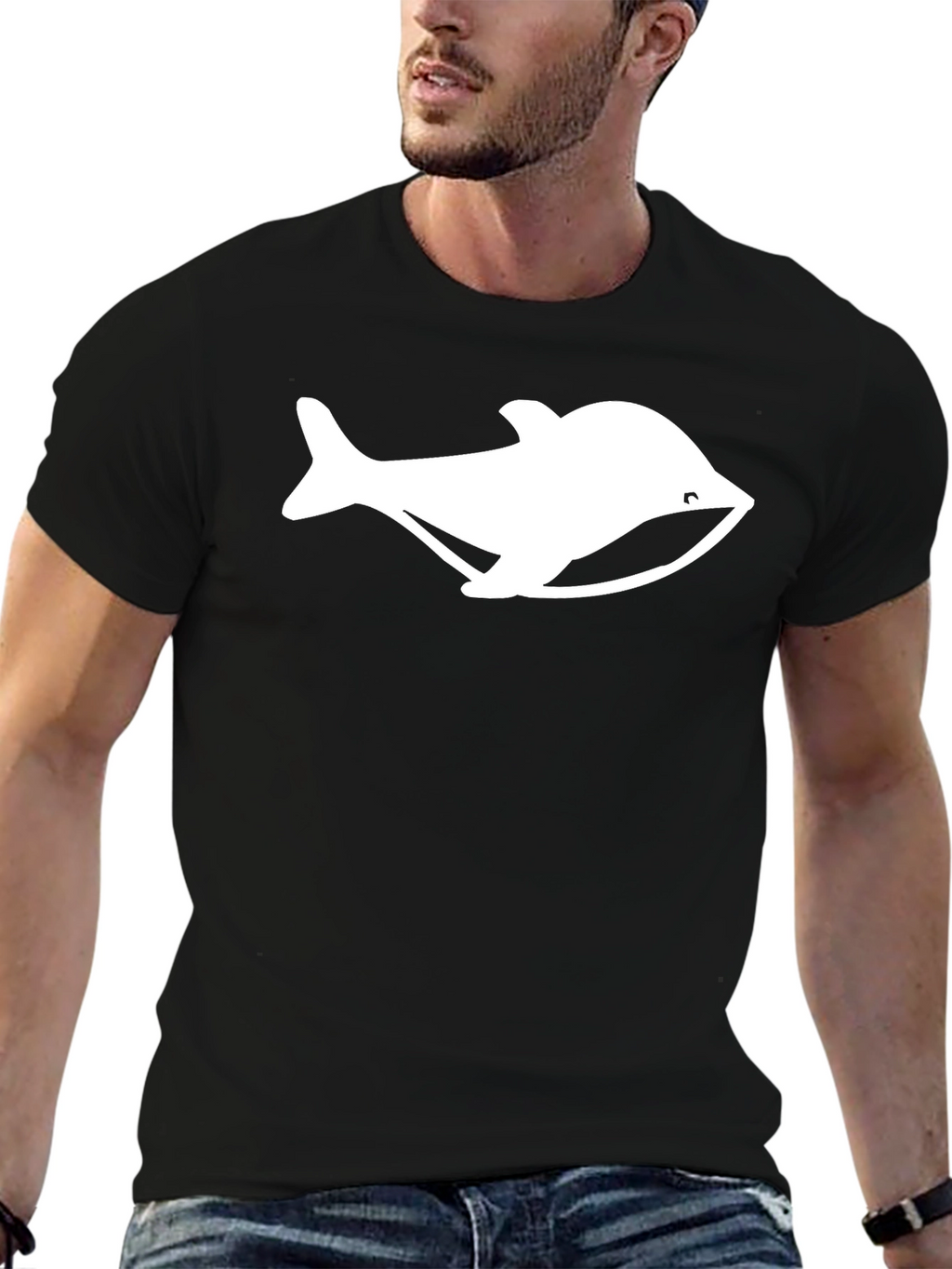 Camiseta Negra con Diseño de Ballena Blanca