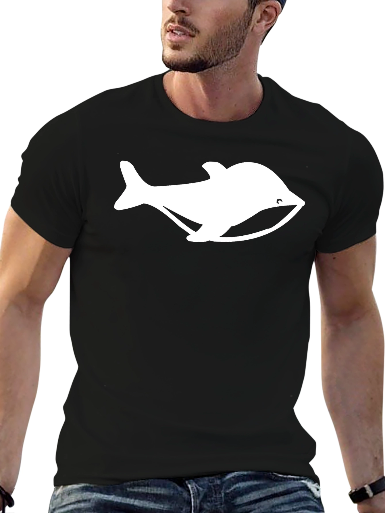 Camiseta Negra con Diseño de Ballena Blanca