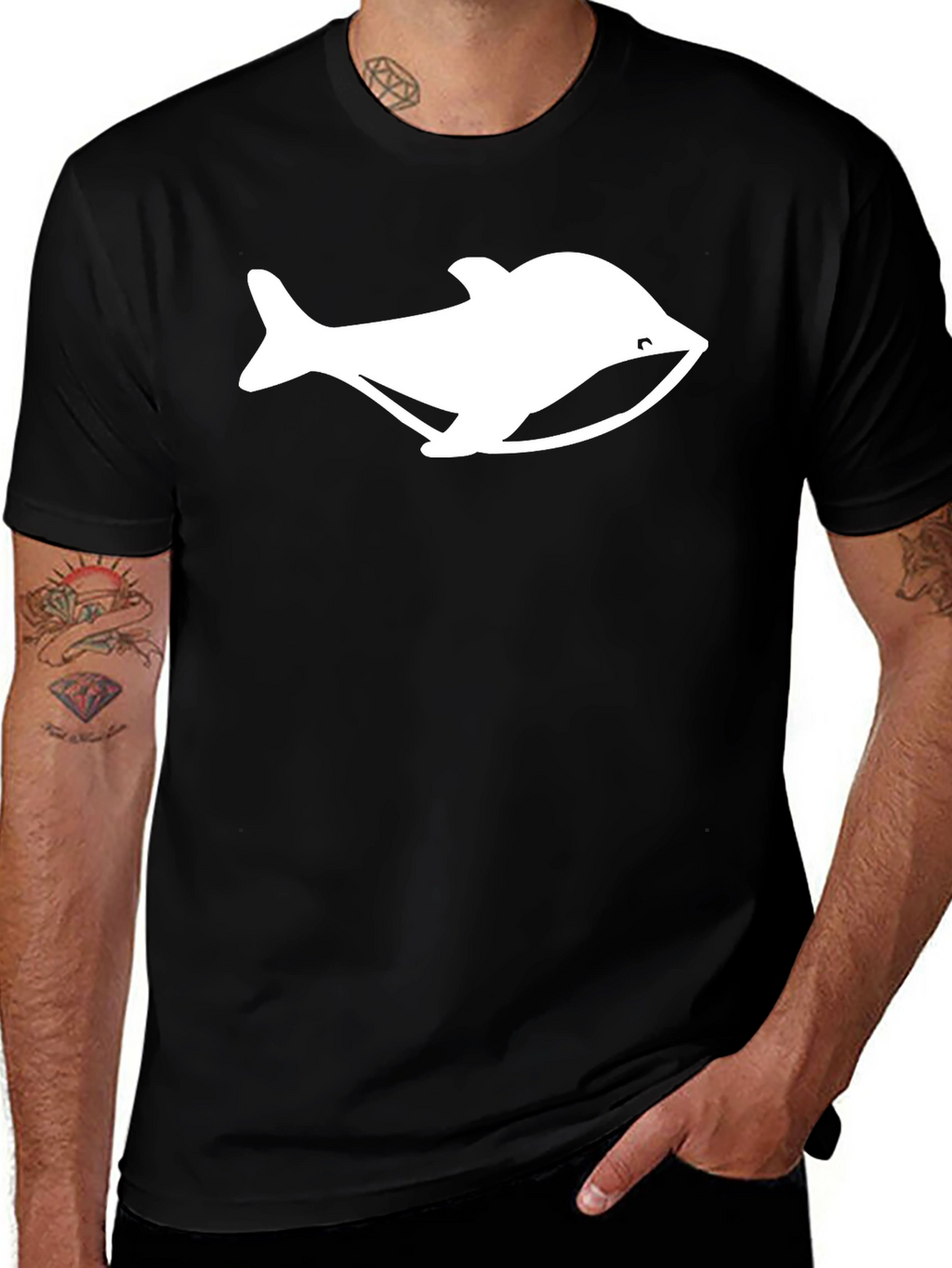 Camiseta Negra con Diseño de Ballena Blanca