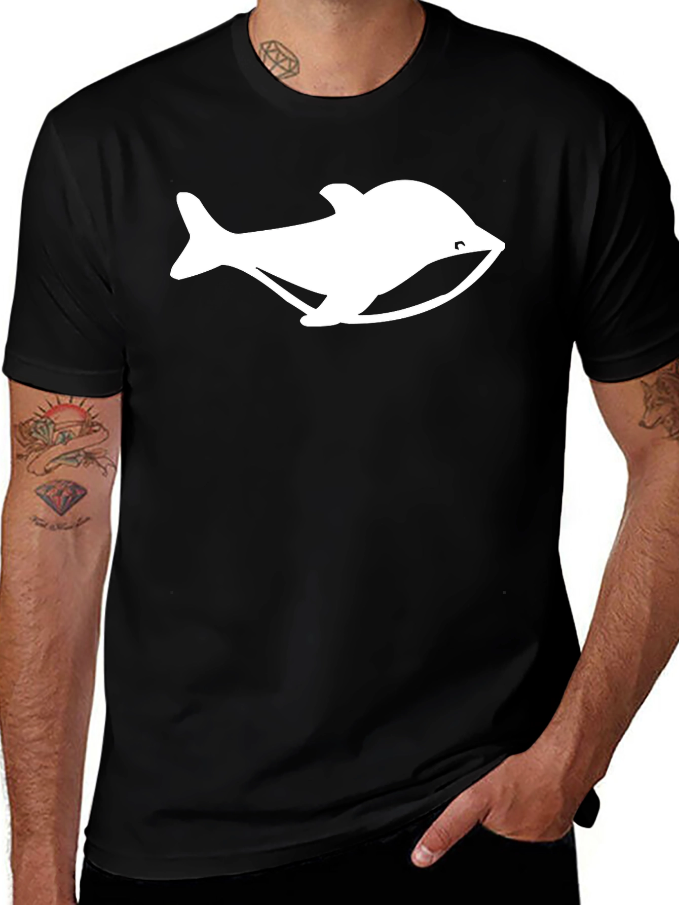 Camiseta Negra con Diseño de Ballena Blanca
