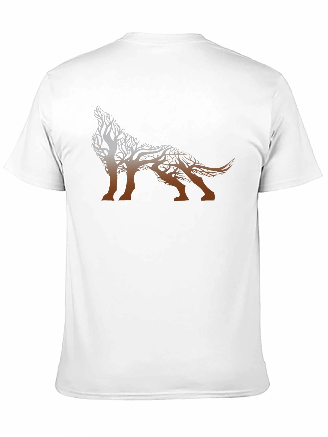 Camiseta Negra con Diseño de Lobo de Árboles