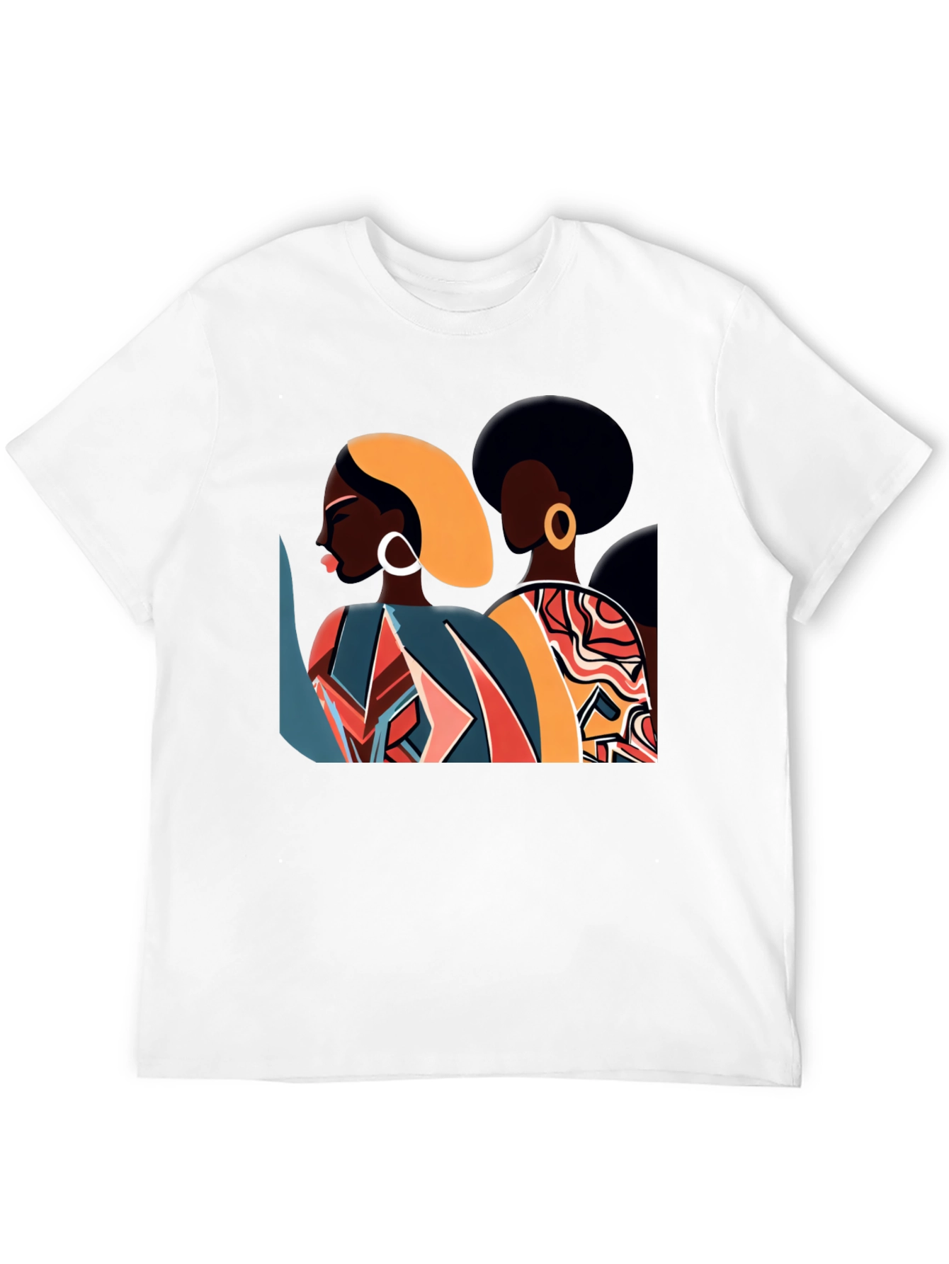 Camiseta Negra con Diseño Abstracto de Mujeres