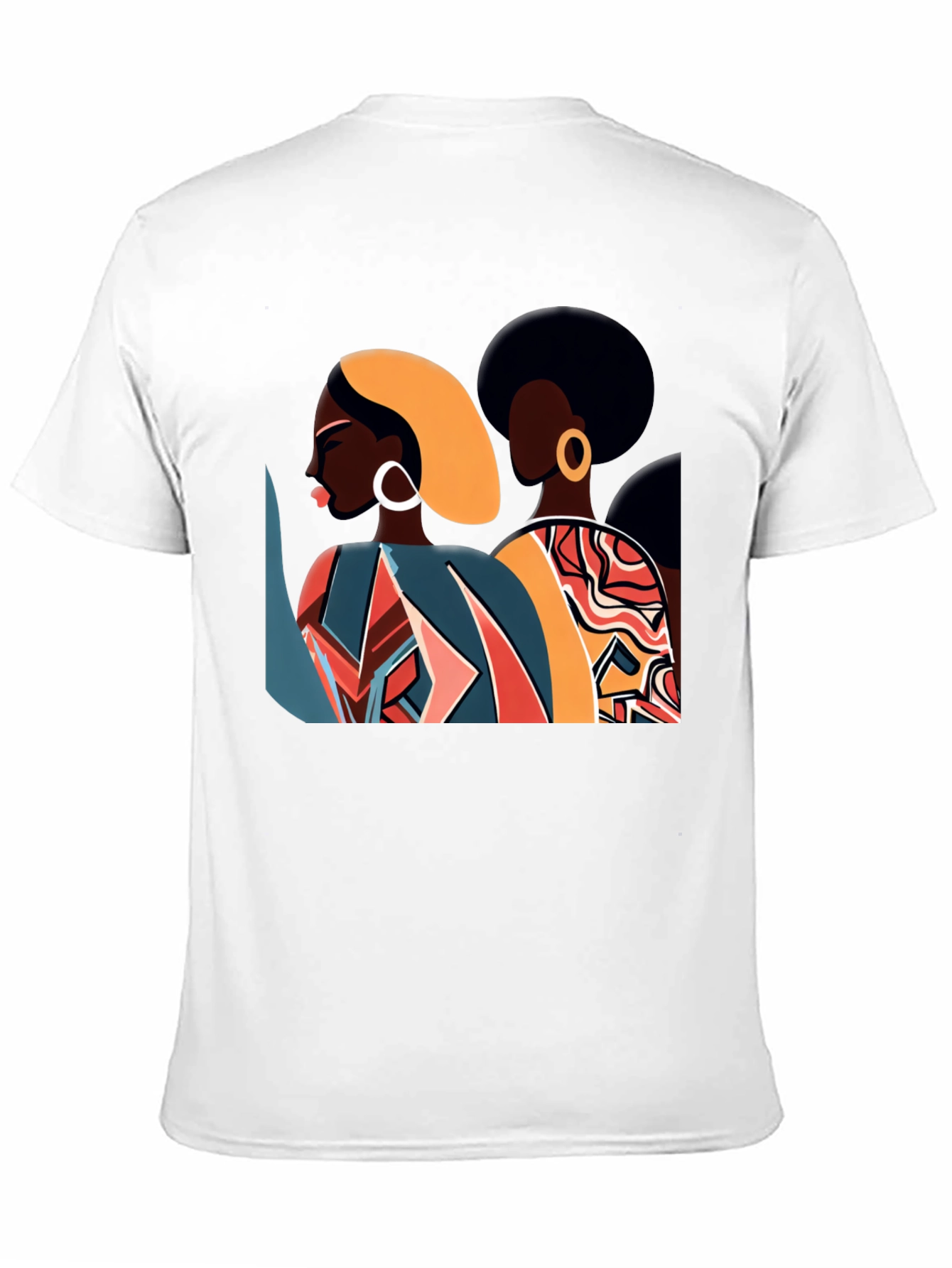 Camiseta Negra con Diseño Abstracto de Mujeres