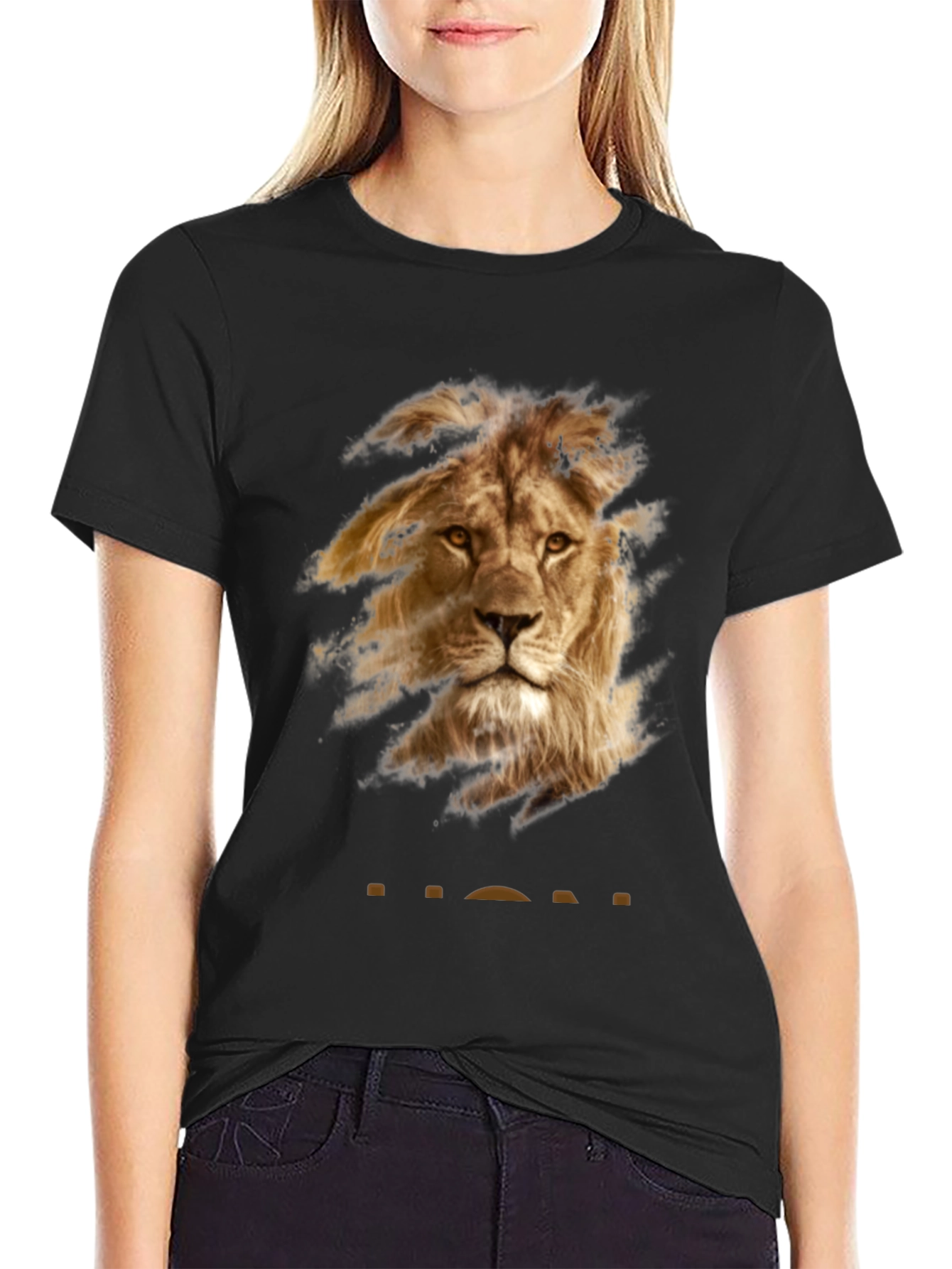 Camiseta Negra con Diseño de León
