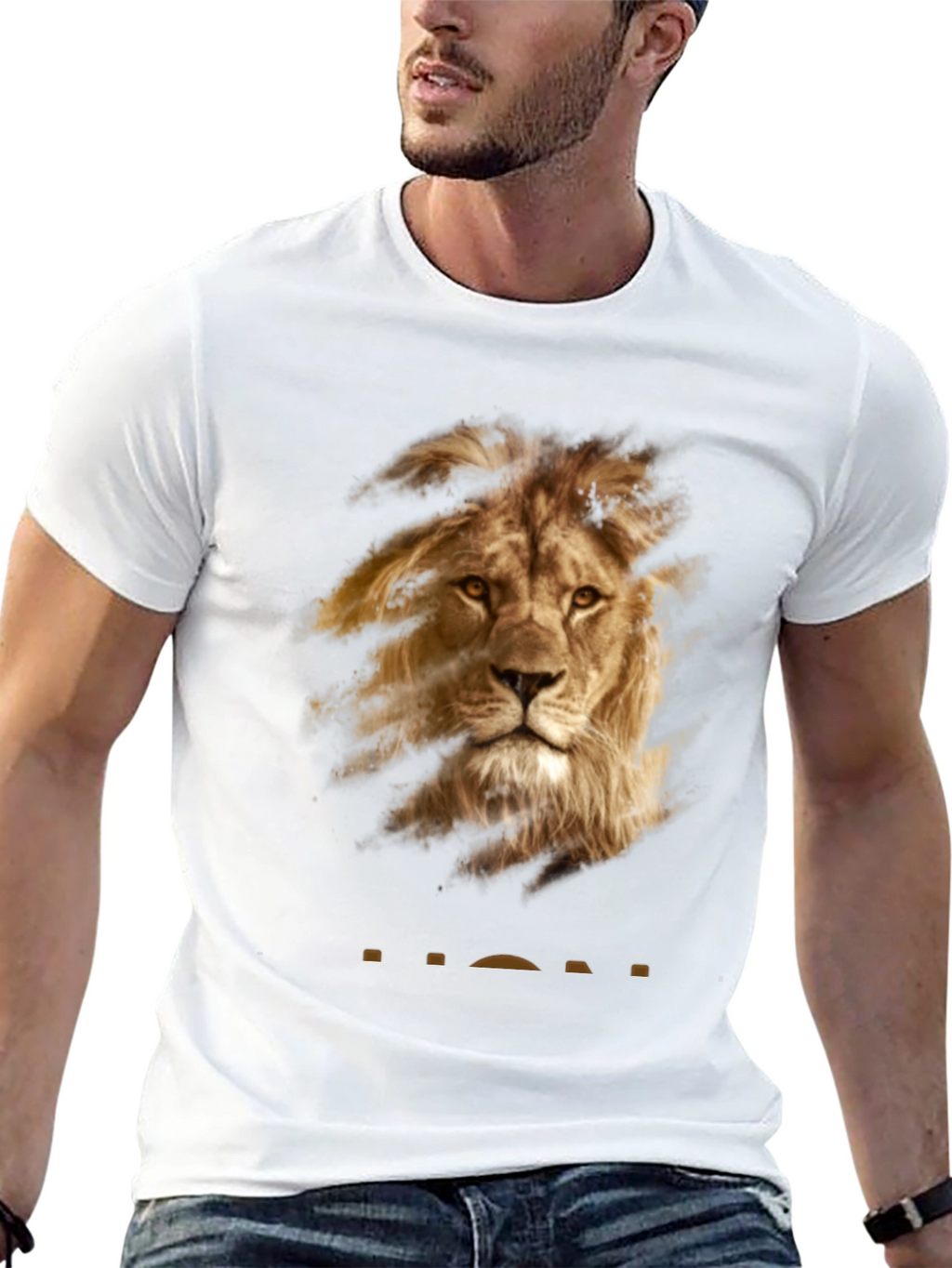 Camiseta Negra con Diseño de León