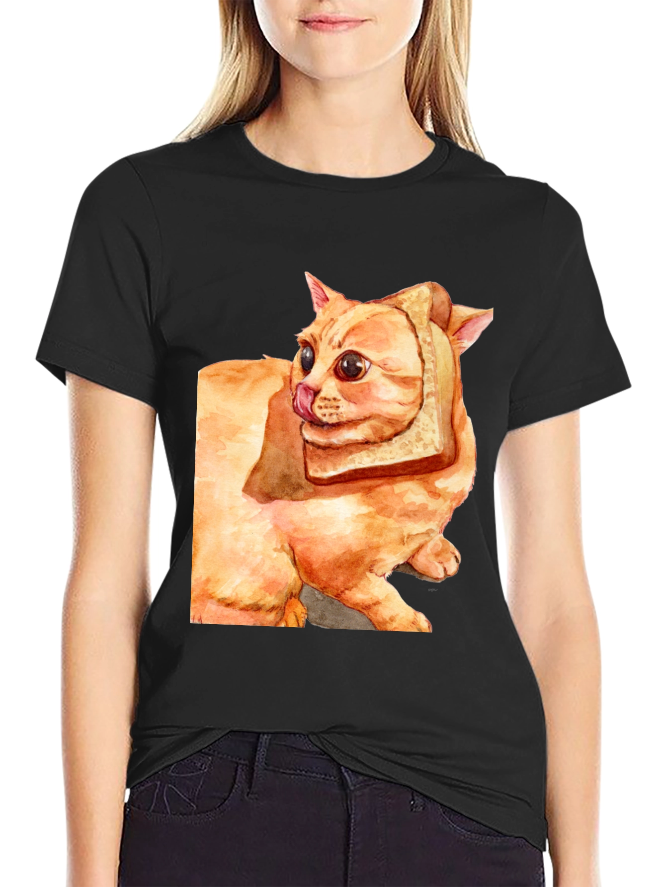 Camiseta Gato con Pan - Divertida y Original