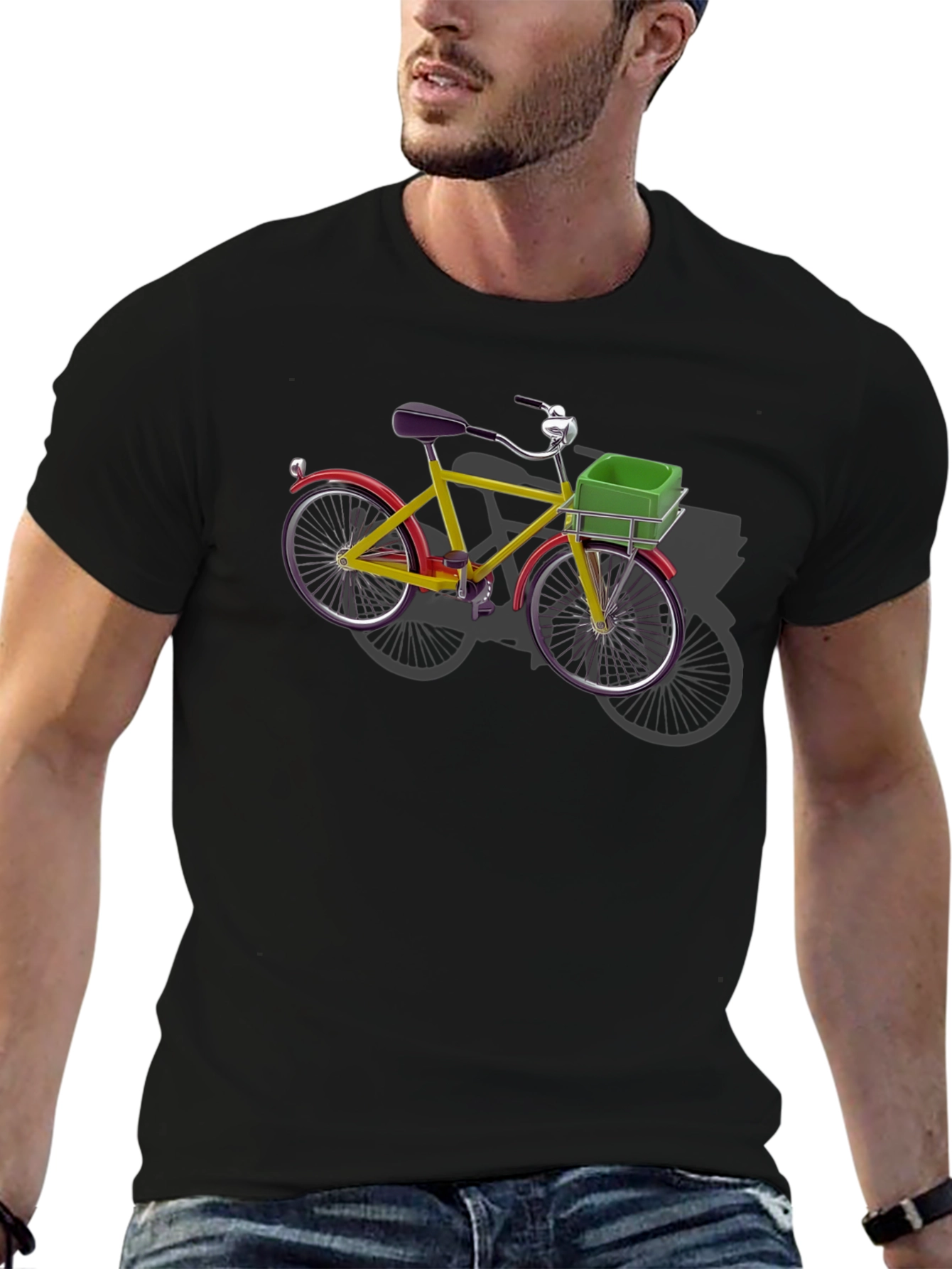 Camiseta Negra con Bicicleta Retro