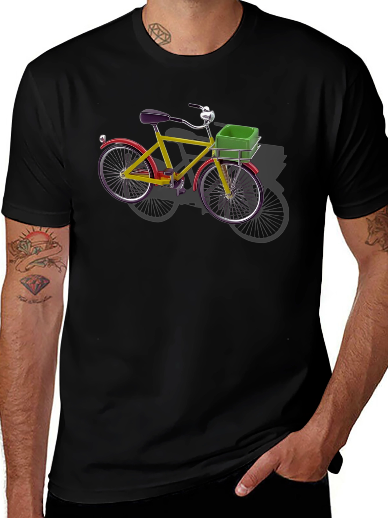 Camiseta Negra con Bicicleta Retro