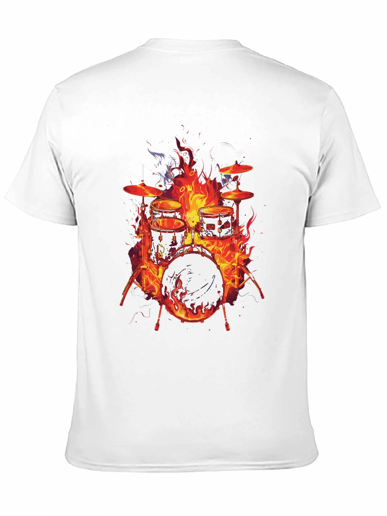 Camiseta Negra con Diseño de Batería en Llamas
