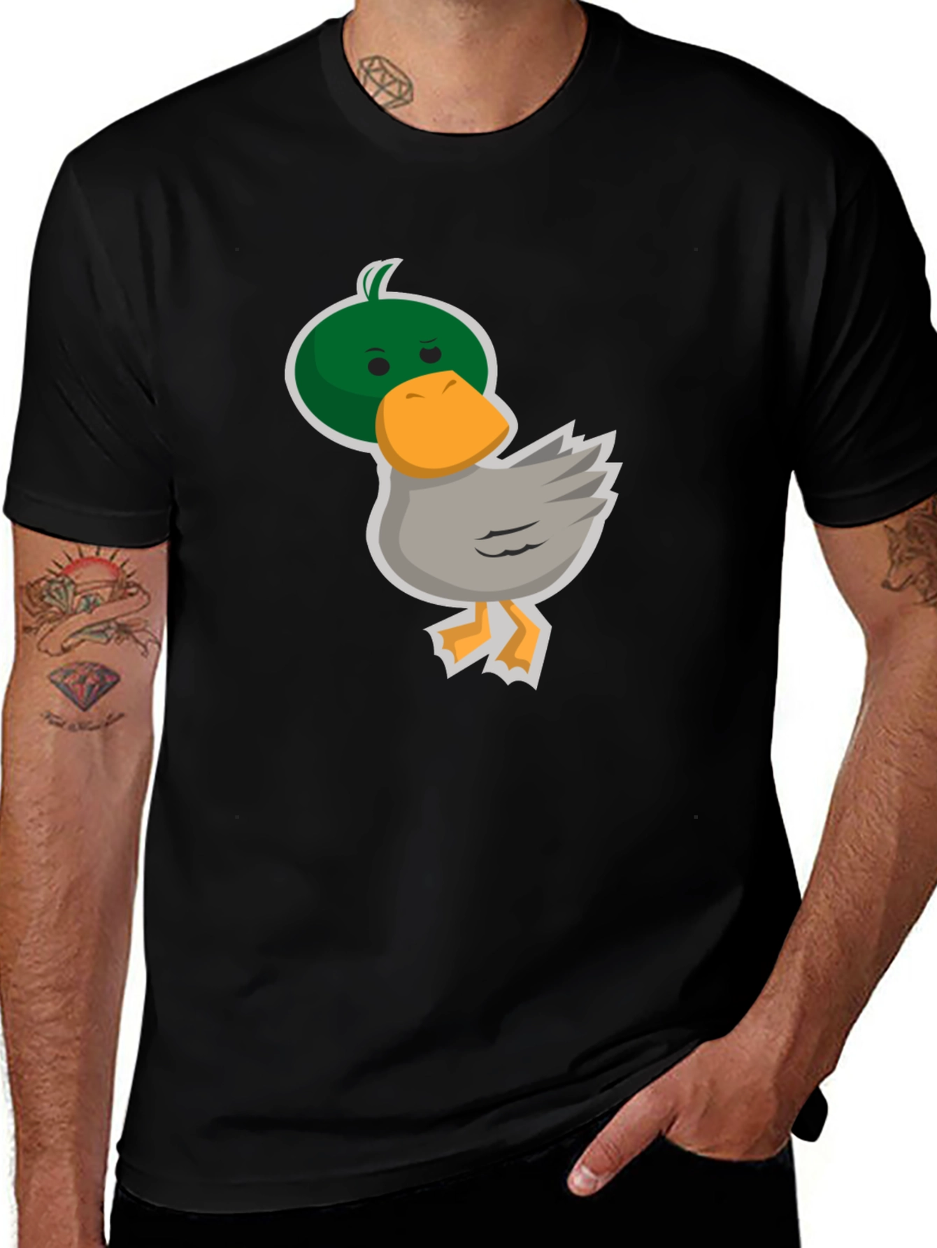 Camiseta Negra con Diseño de Pato Divertido
