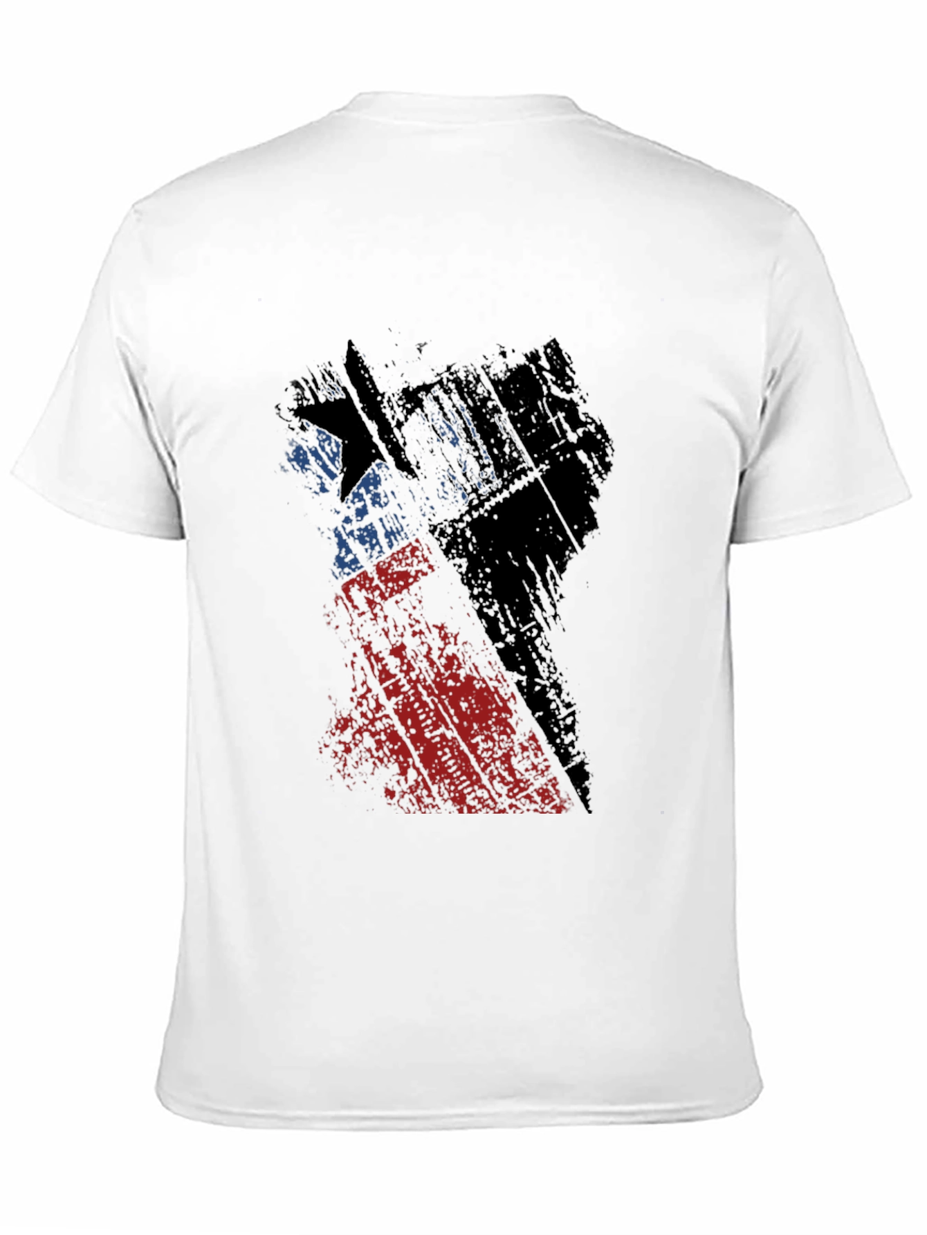 Camiseta Negra con Diseño Abstracto de Bandera