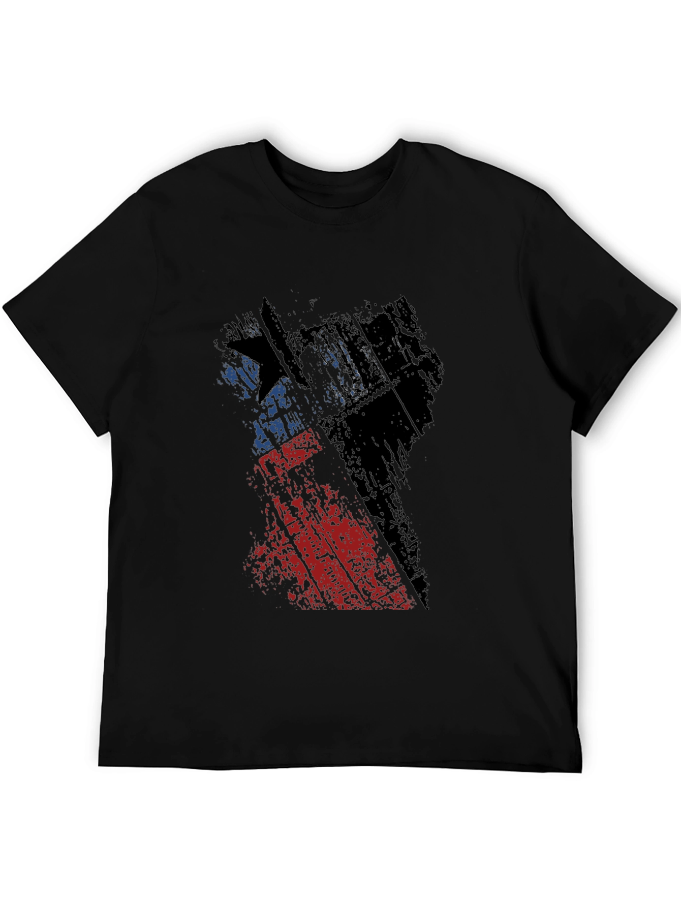 Camiseta Negra con Diseño Abstracto de Bandera