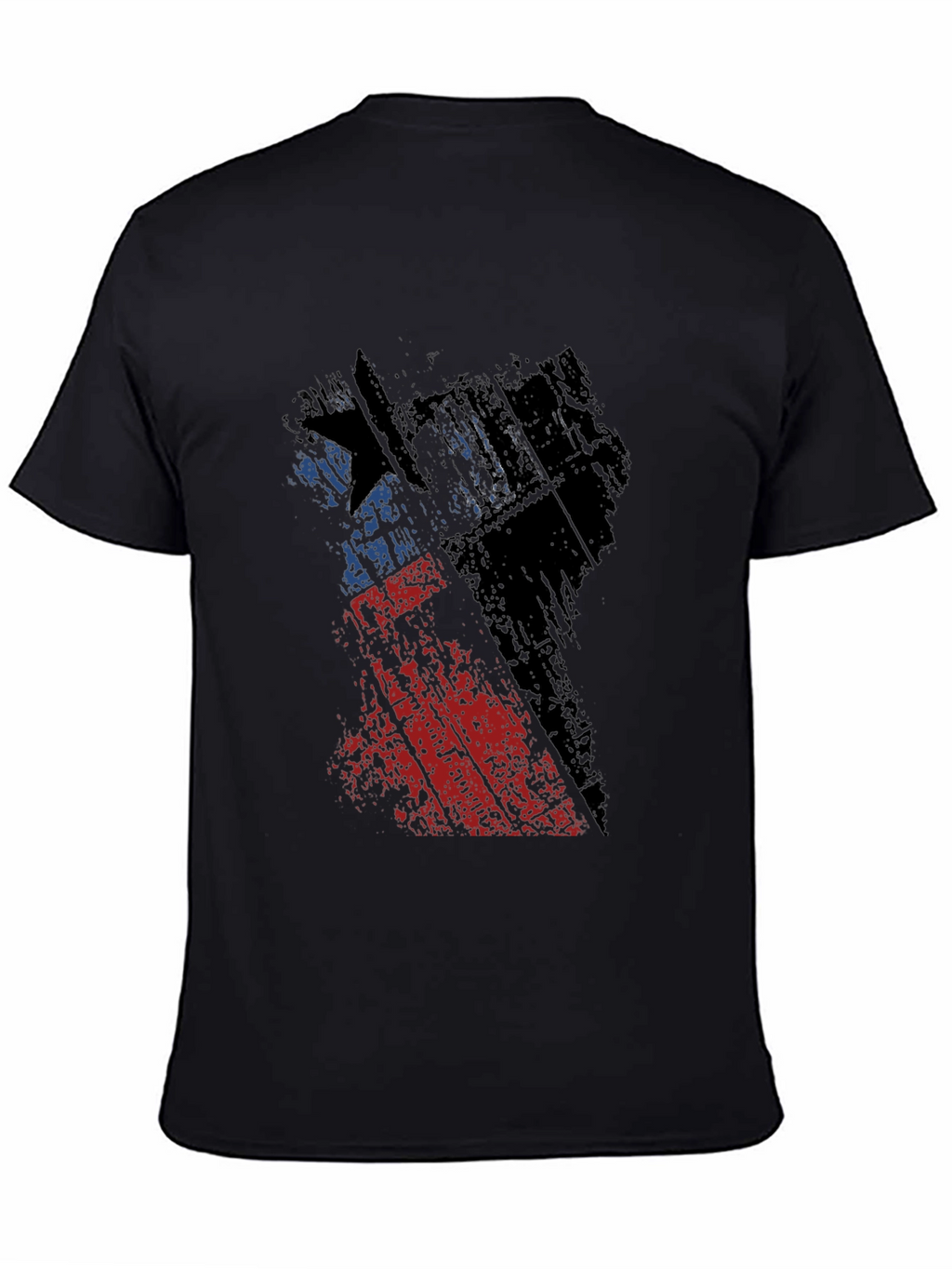 Camiseta Negra con Diseño Abstracto de Bandera