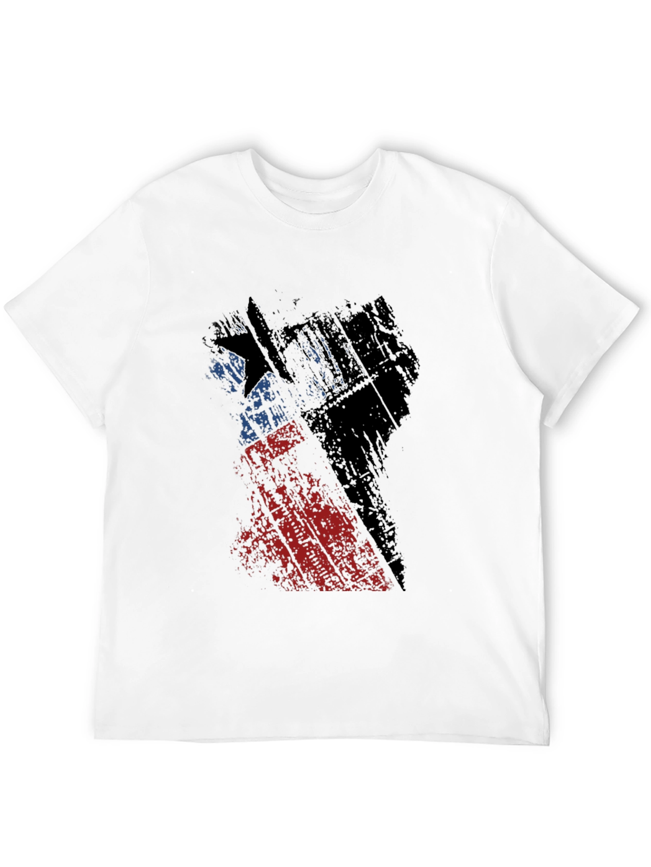 Camiseta Negra con Diseño Abstracto de Bandera