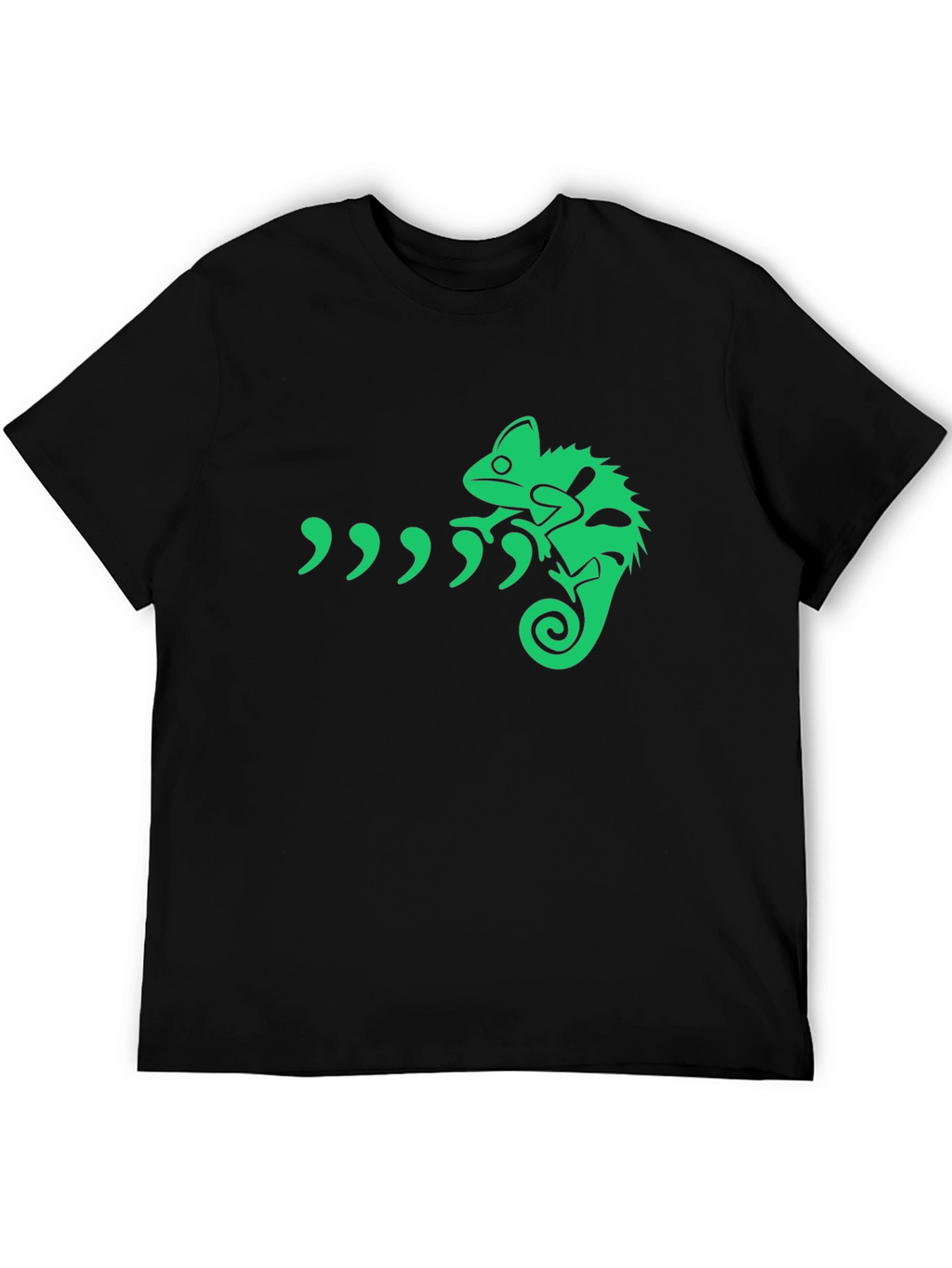 Camiseta Negra con Diseño de Camaleón Verde