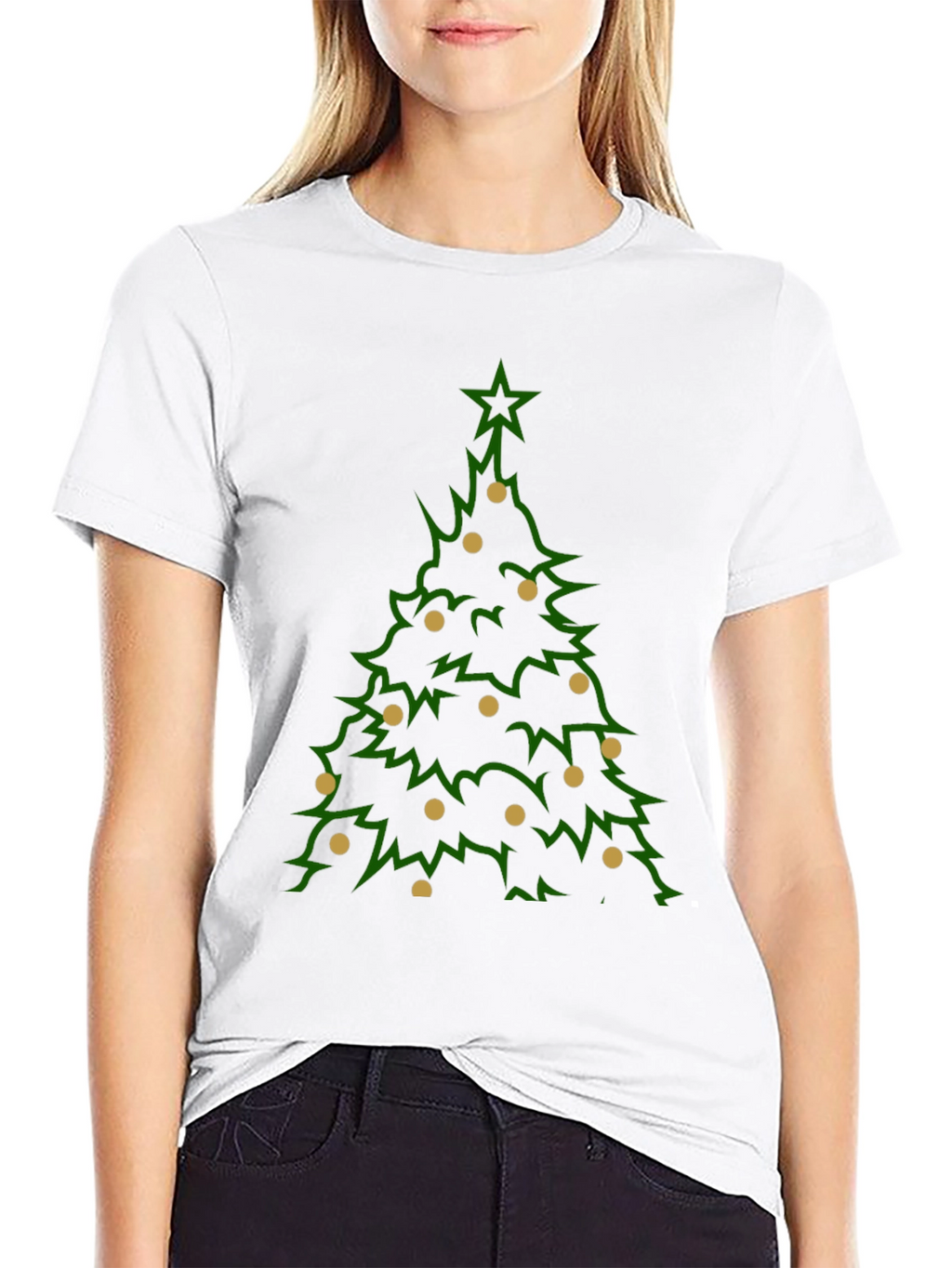 Camiseta Navideña Árbol con Adornos