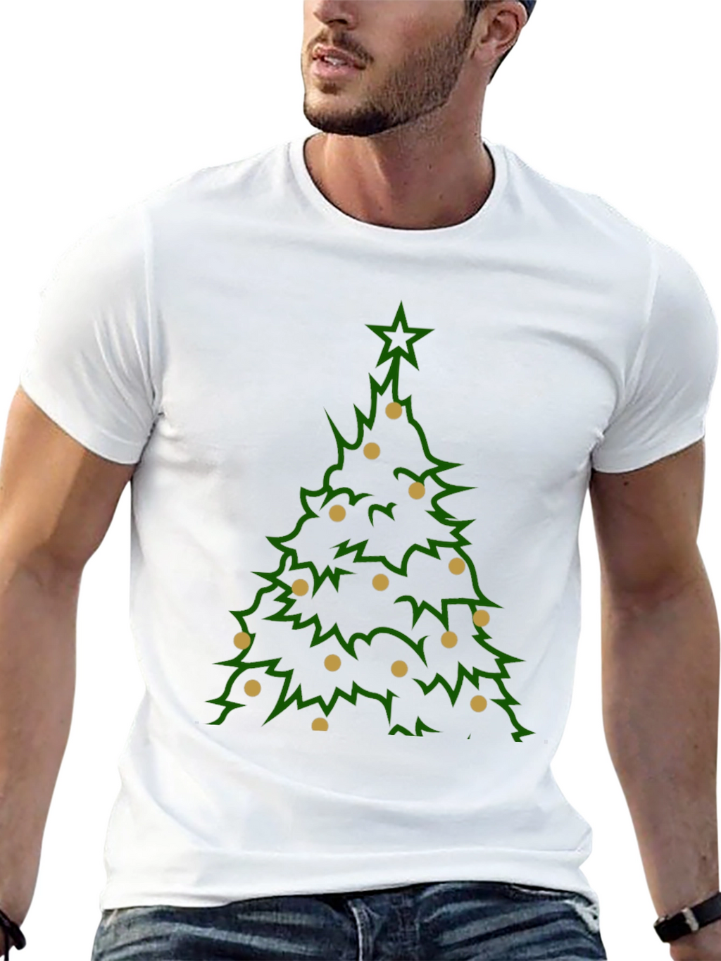 Camiseta Navideña Árbol con Adornos