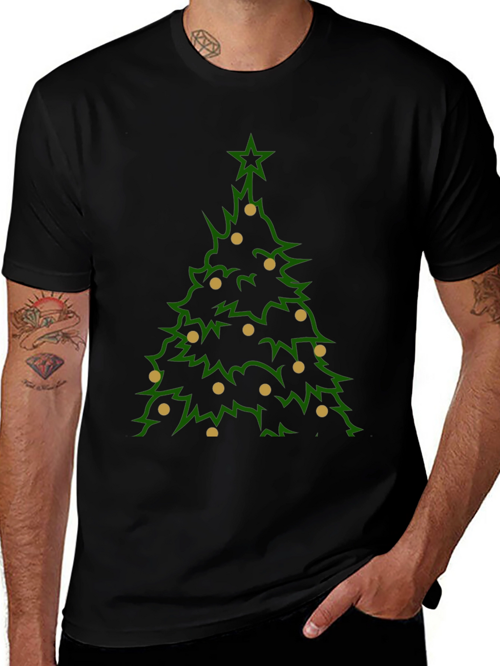 Camiseta Navideña Árbol con Adornos