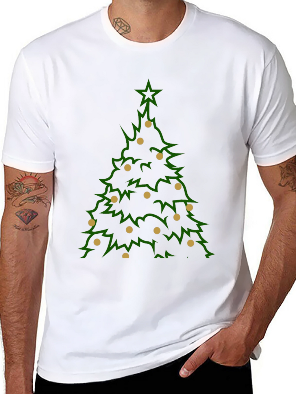 Camiseta Navideña Árbol con Adornos