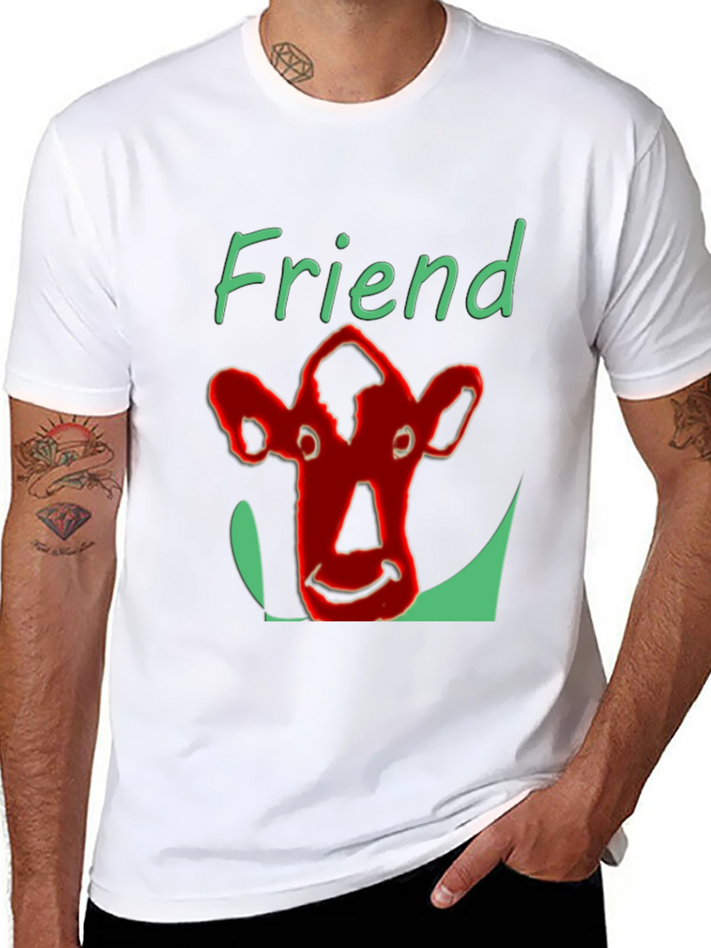 Camiseta Negra Amigo con Diseño de Vaca